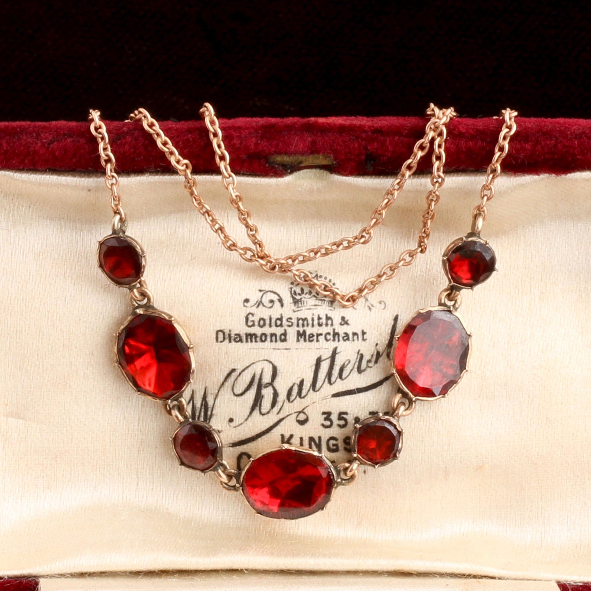 Georgian Flat Cut Garnet Necklace