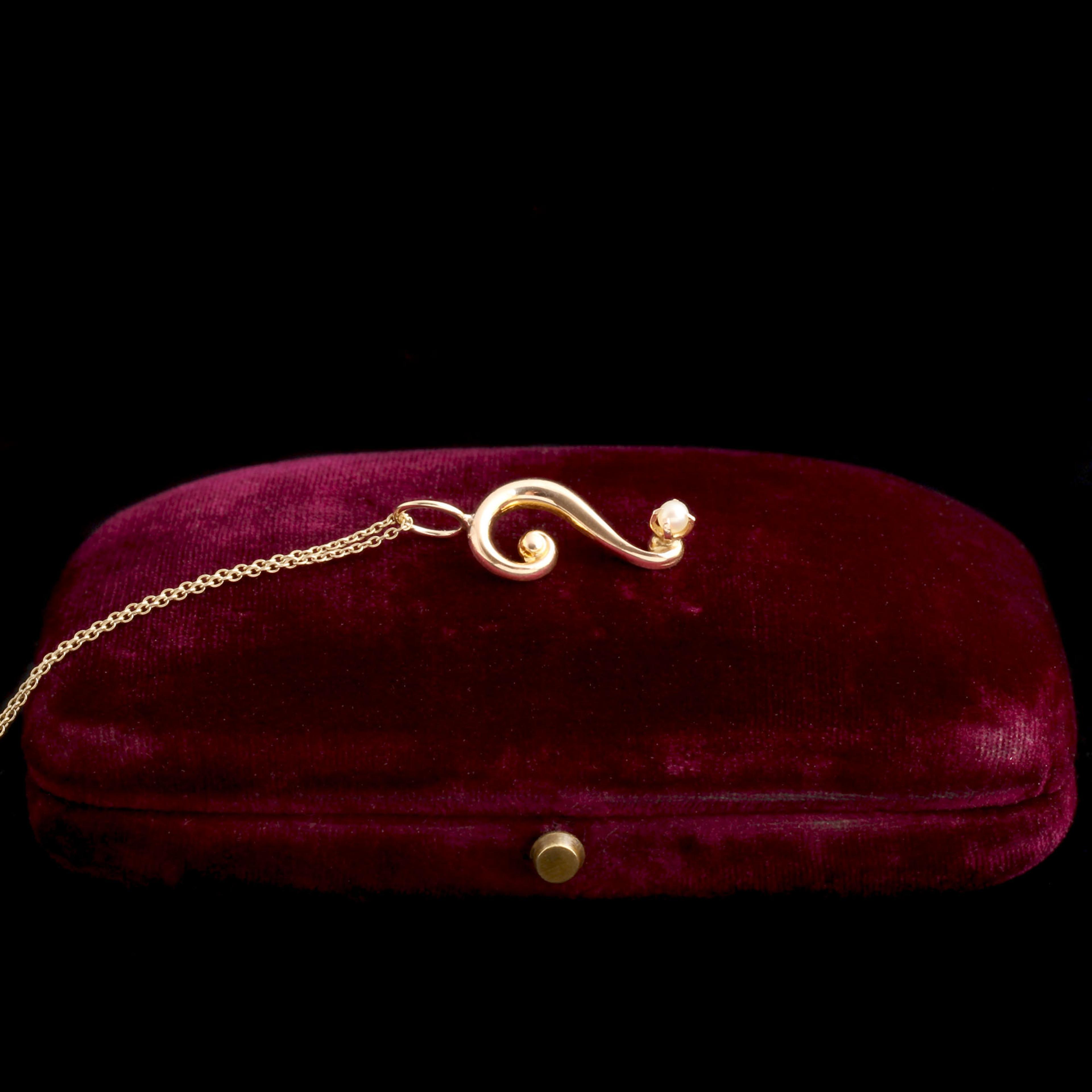 Edwardian Pearl Question Mark Necklace