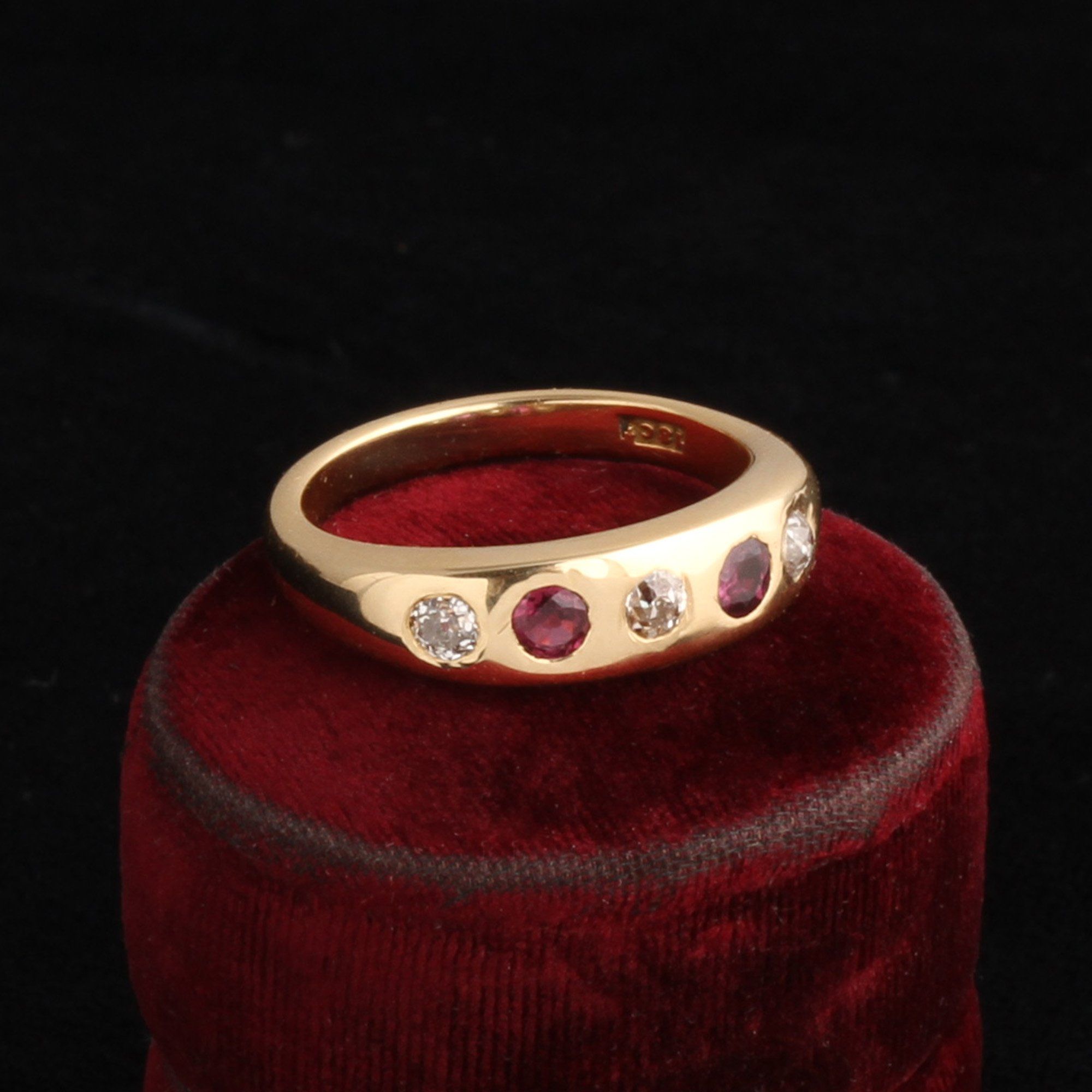 Victorian Diamond and Ruby Five Stone Ring