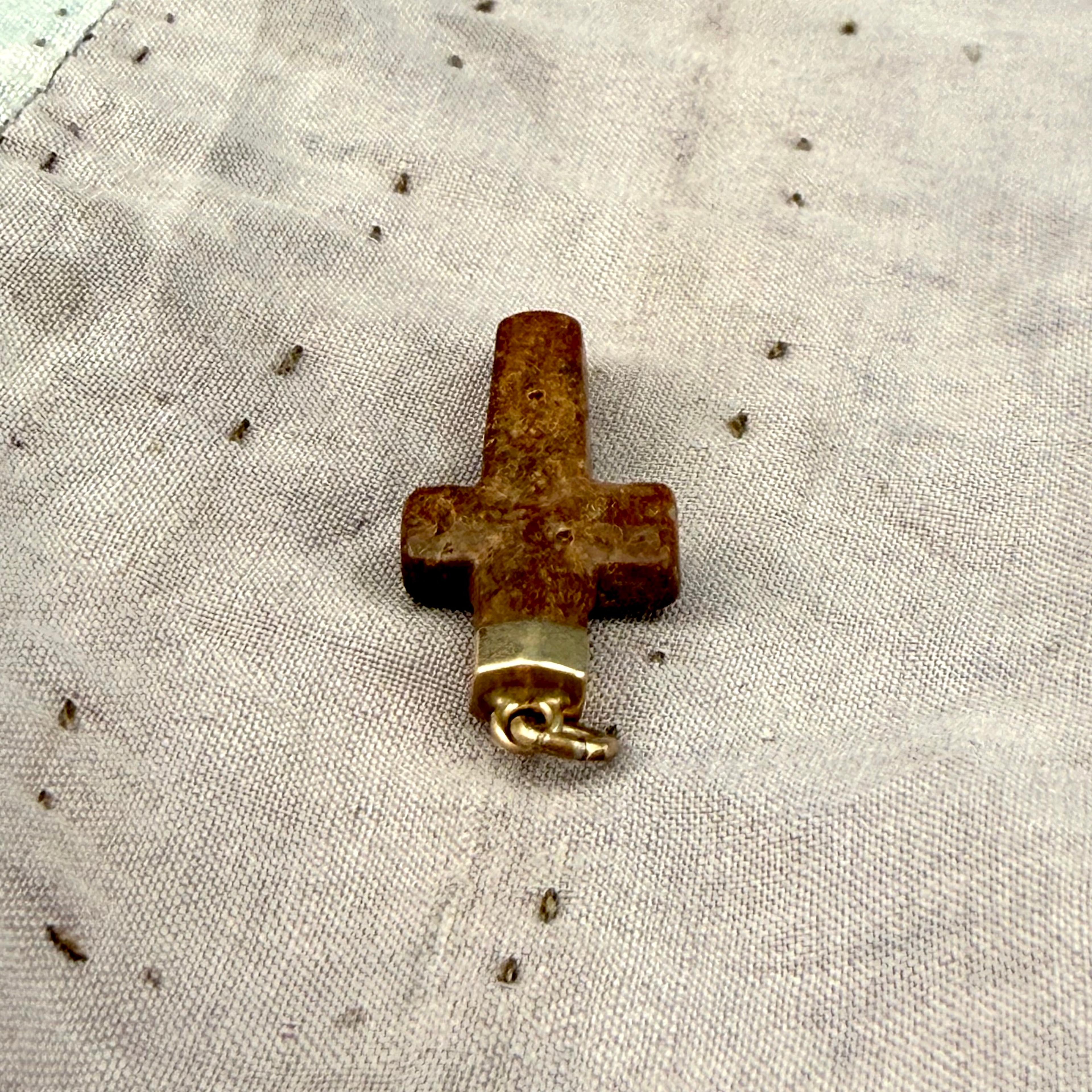 Staurolite "Fairy Cross" Gold Pendant