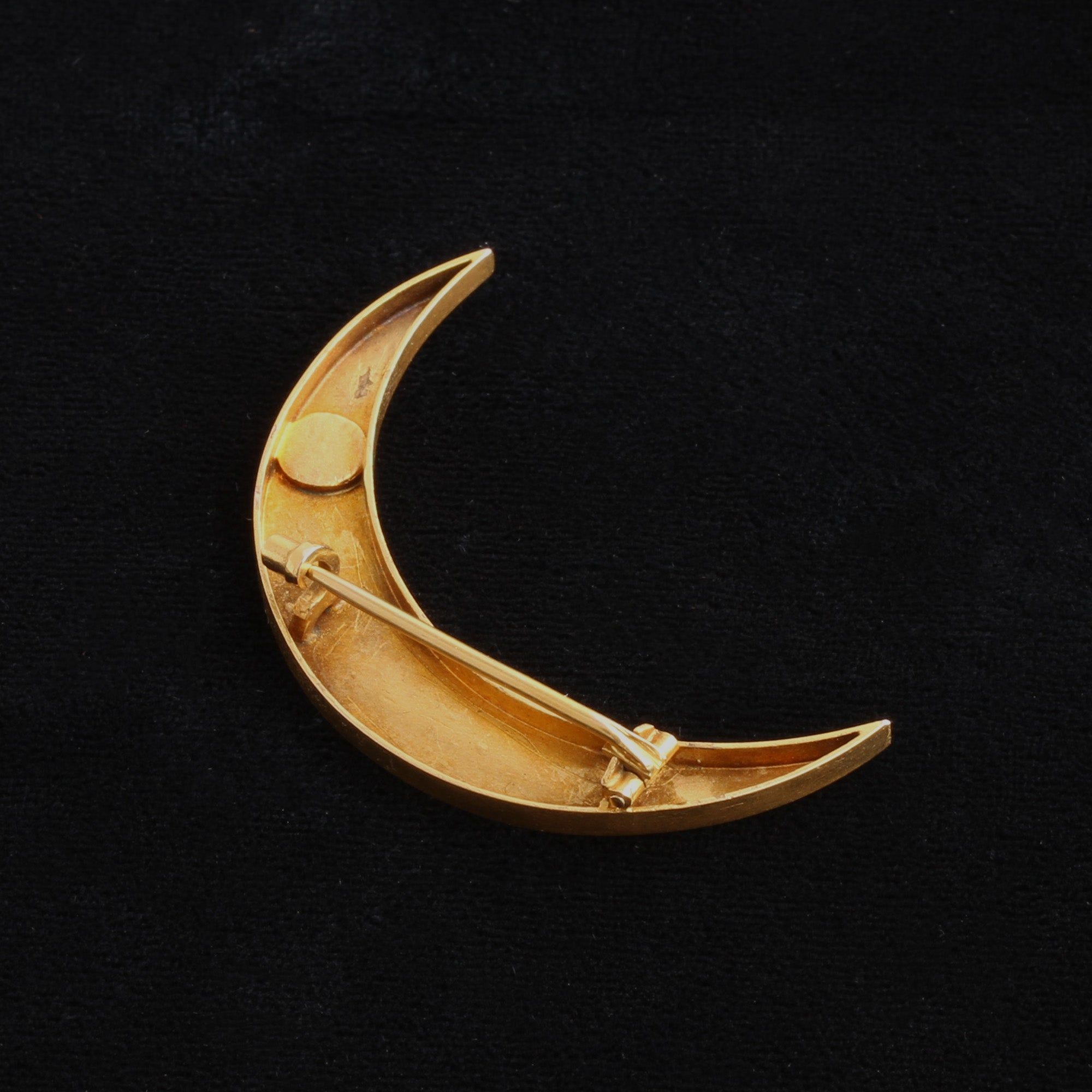 Back Detail of Victorian Crescent Moon Brooch