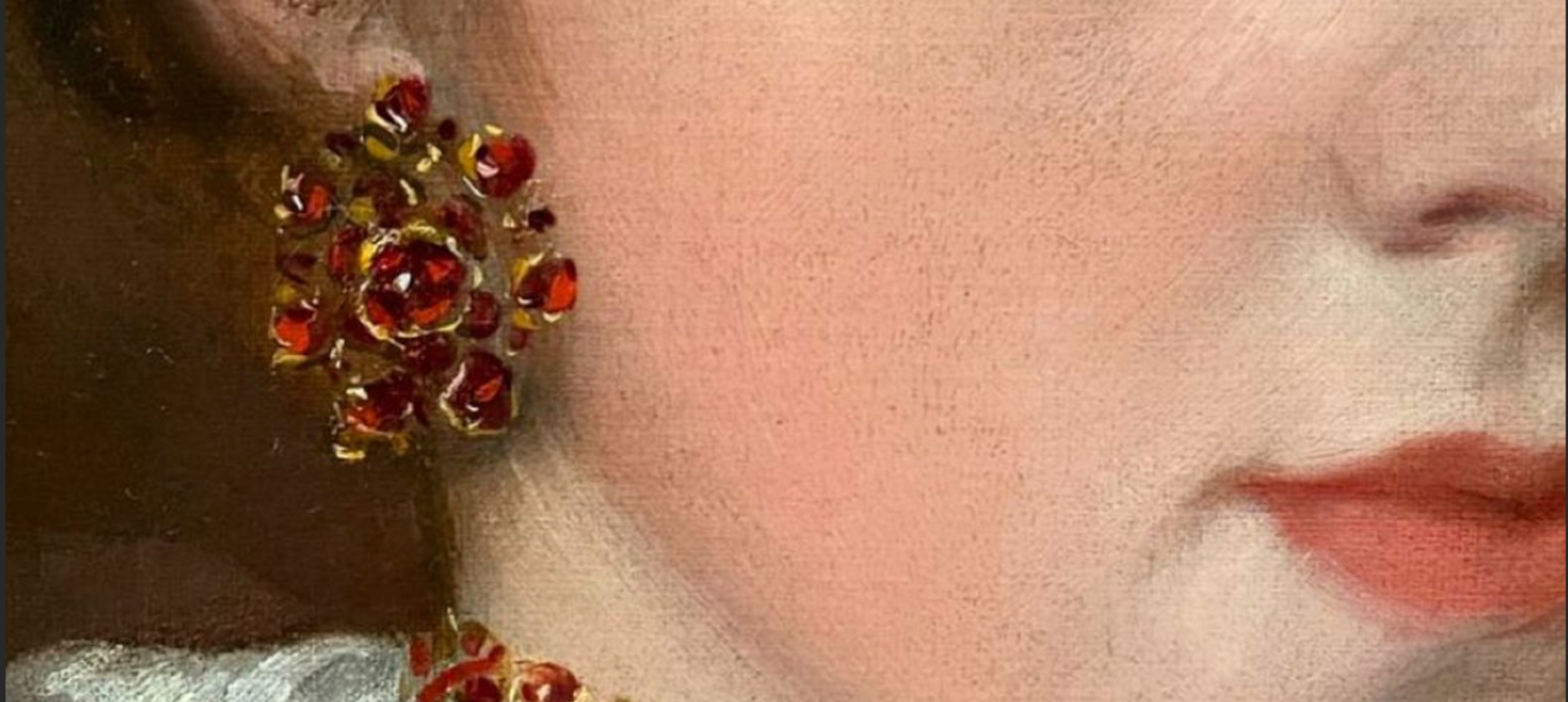 Unknown Rococo portrait with garnet jewelry