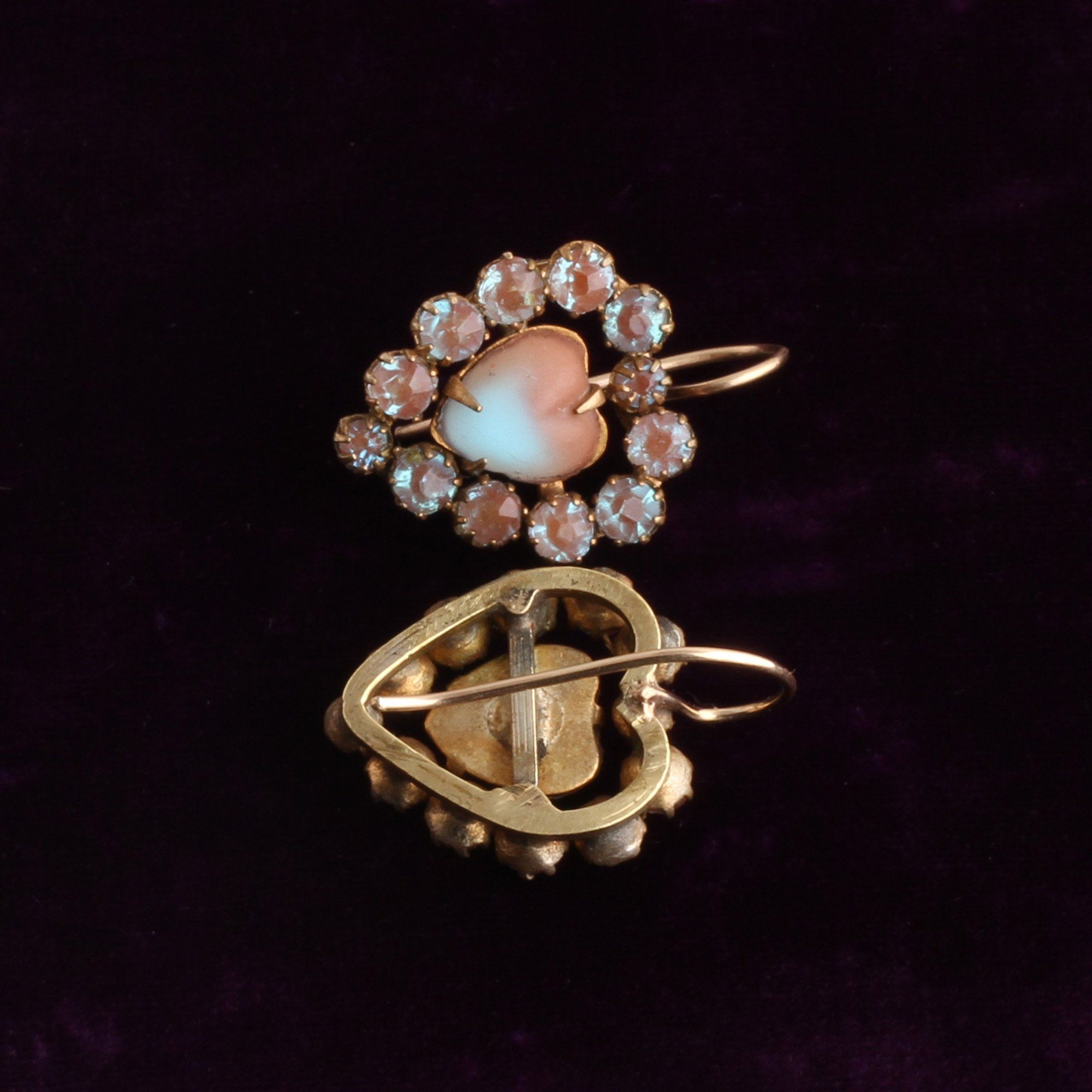 Late Victorian Saphiret Heart Earrings