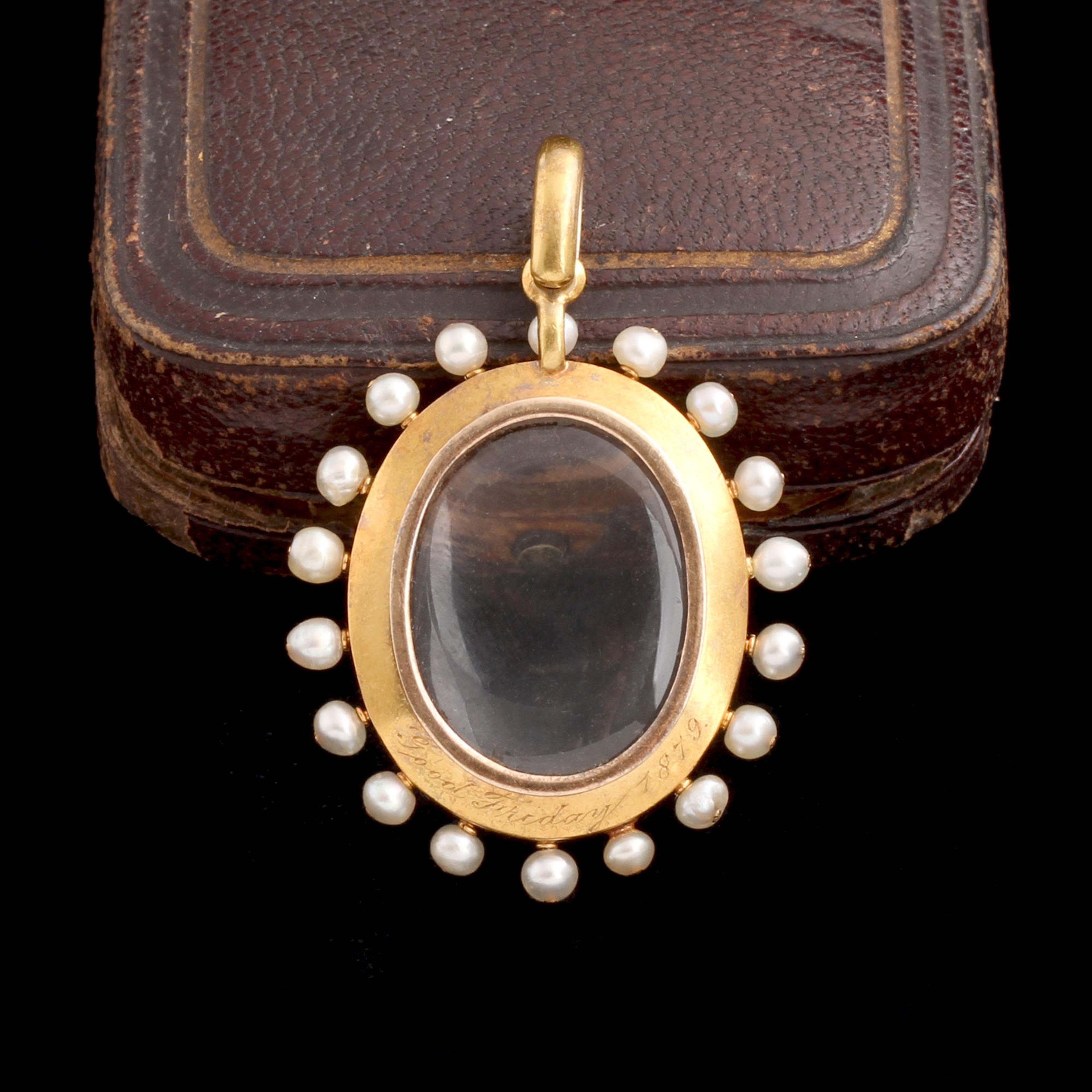 Victorian "Good Friday" Enamel & Pearl Locket