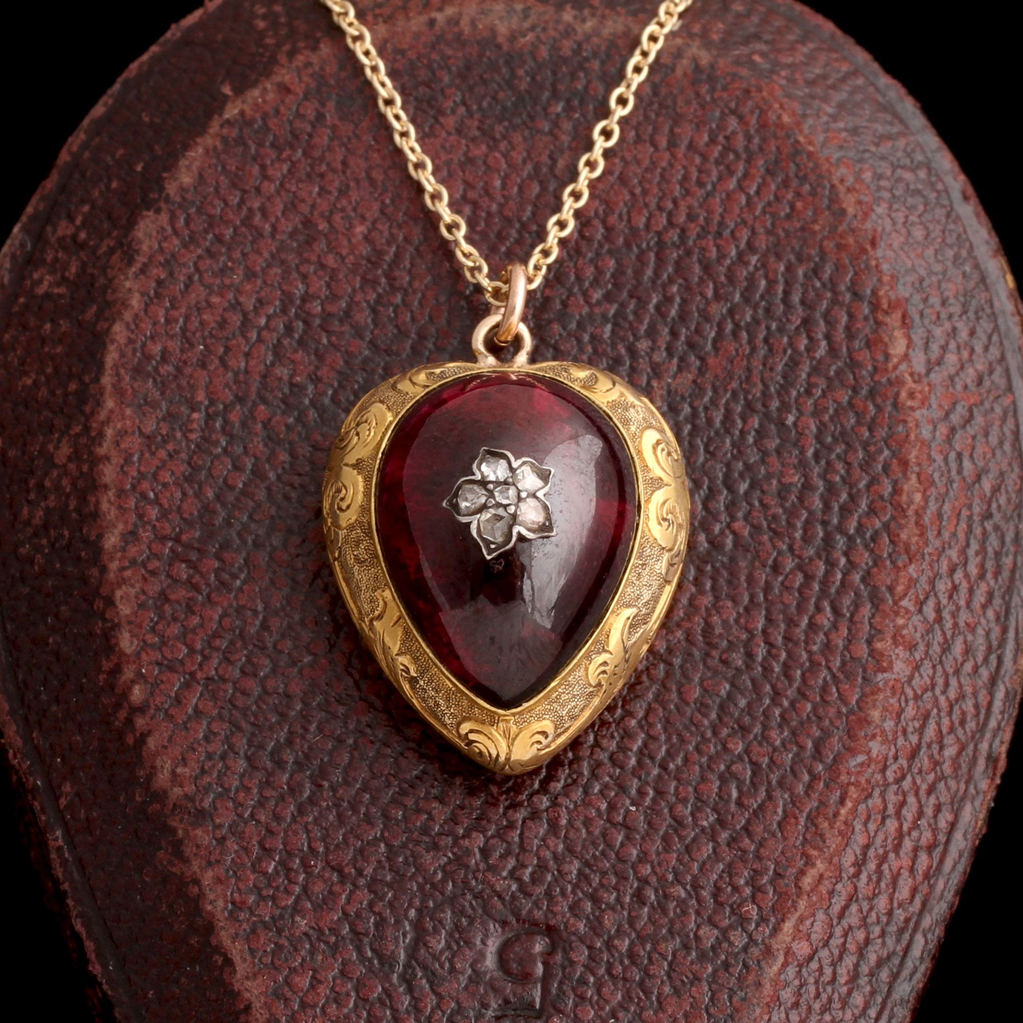 Victorian Garnet & Diamond Heart Locket