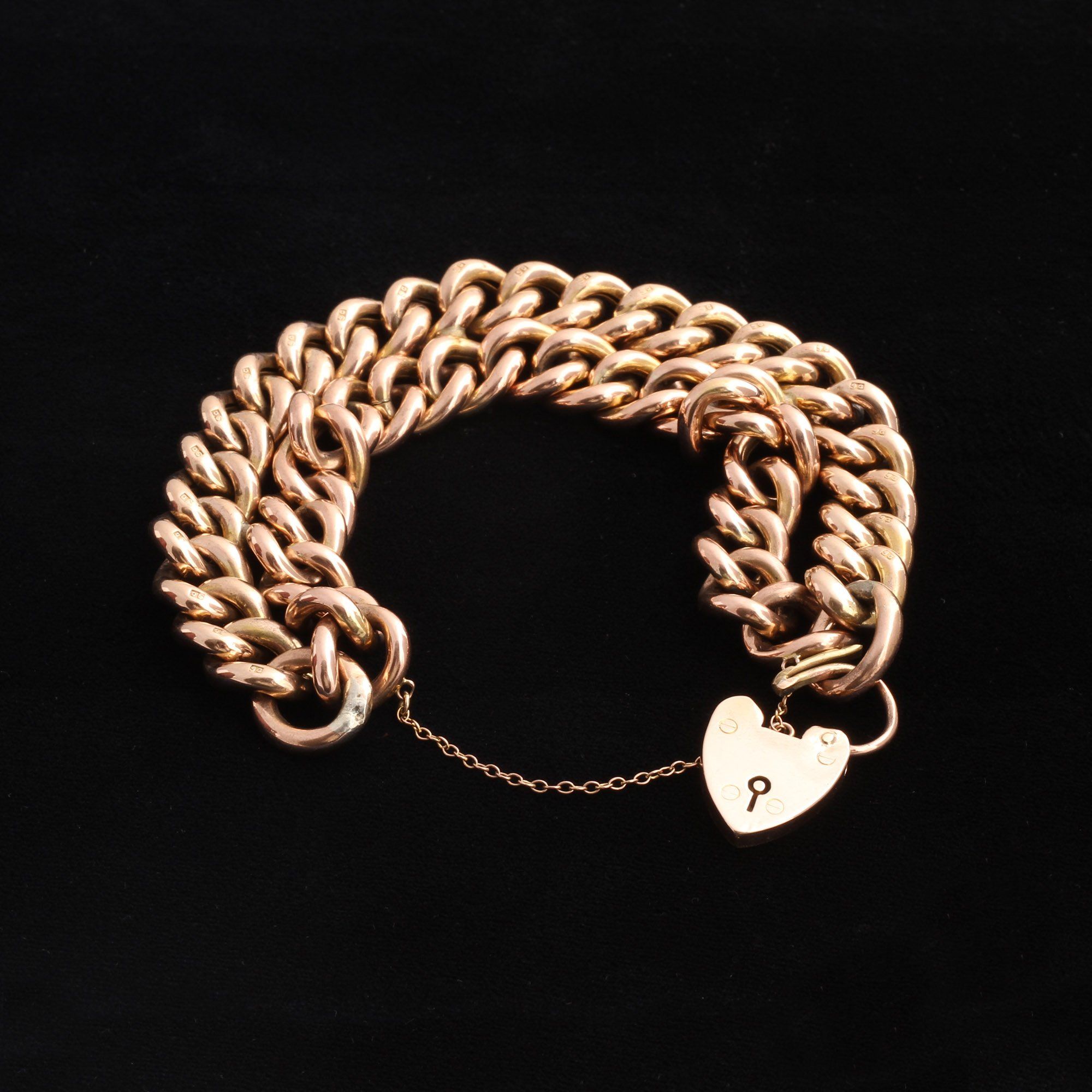 Edwardian Double Chain & Heart Padlock Bracelet