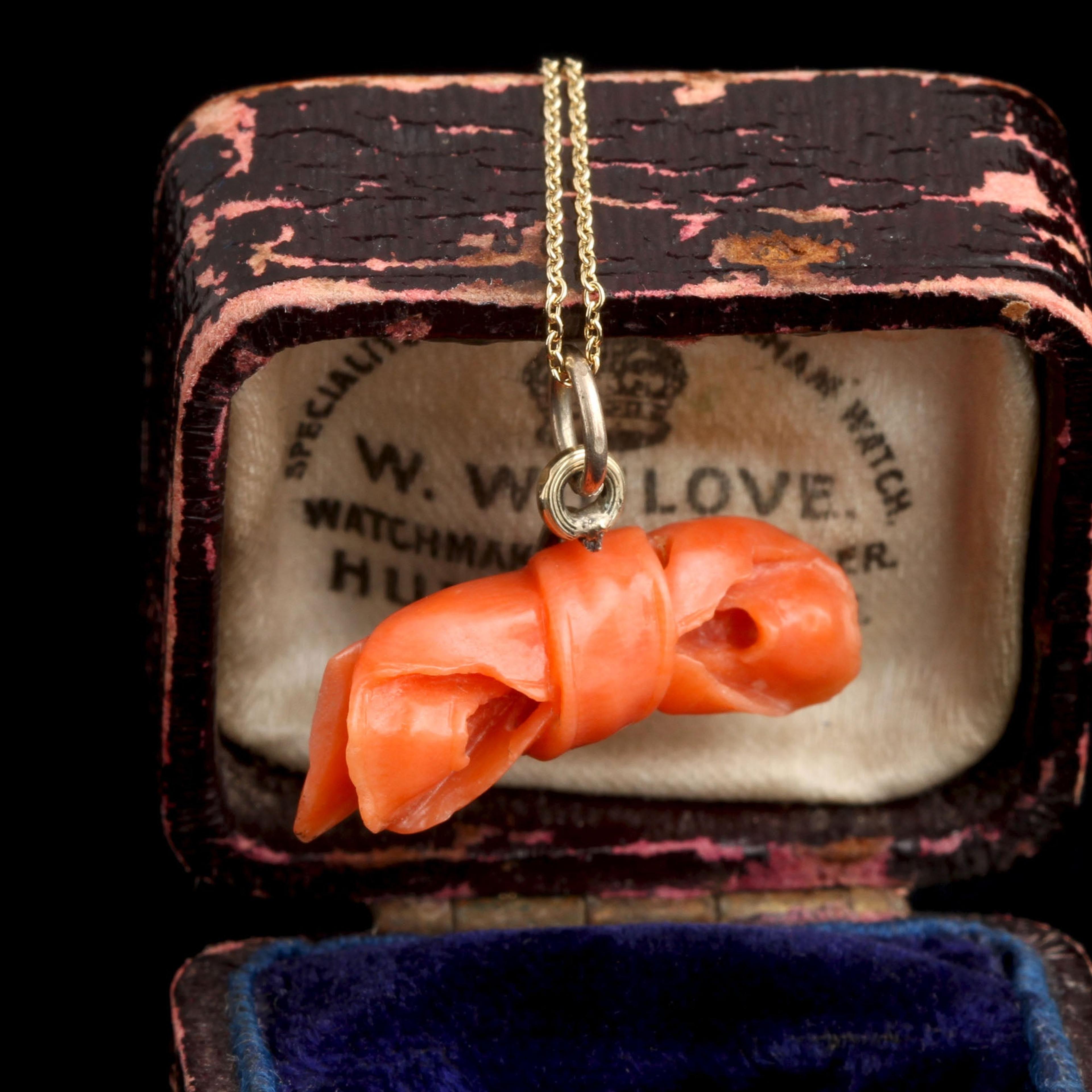 Detail of Mid Victorian Coral Bow Necklace