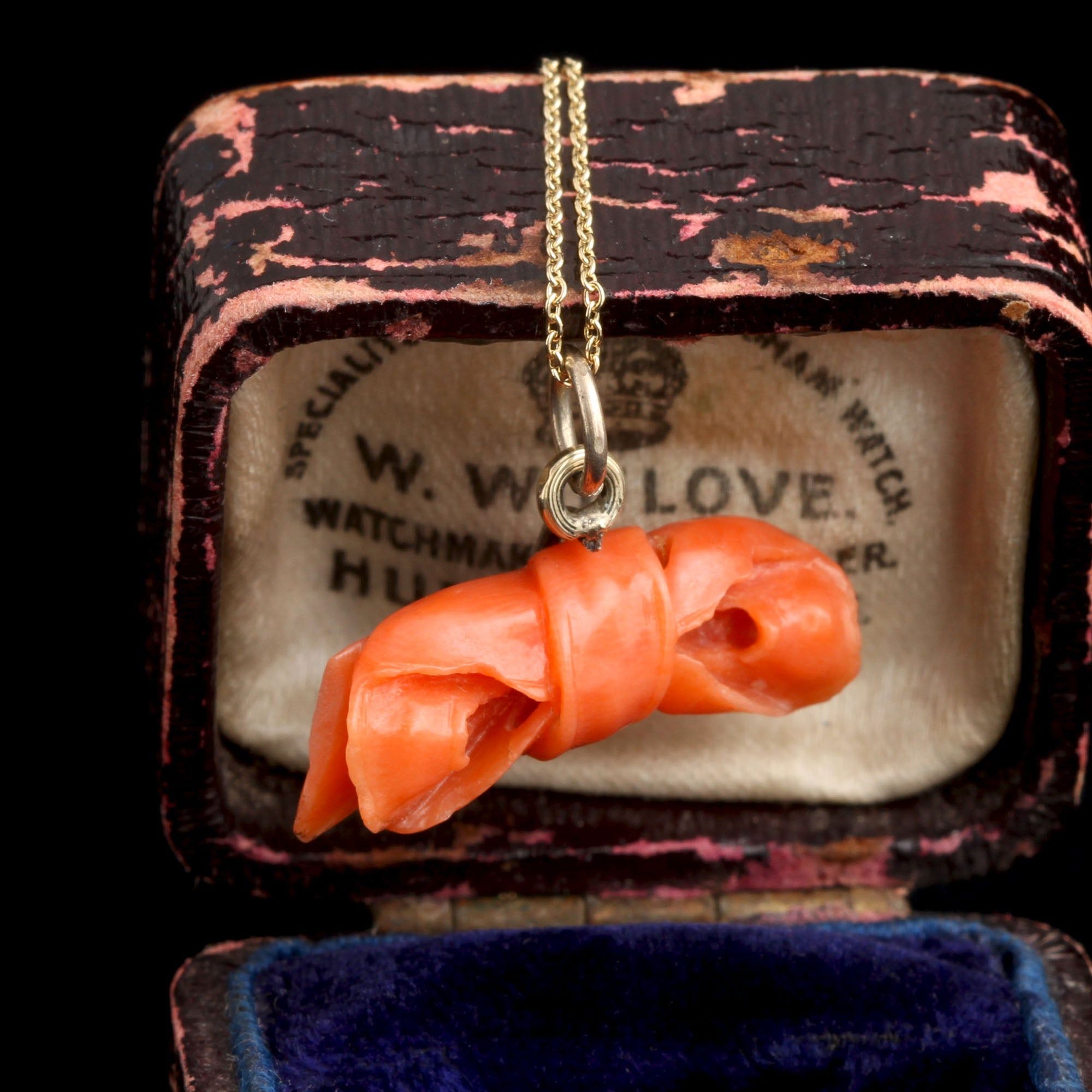 Mid Victorian Coral Bow Necklace
