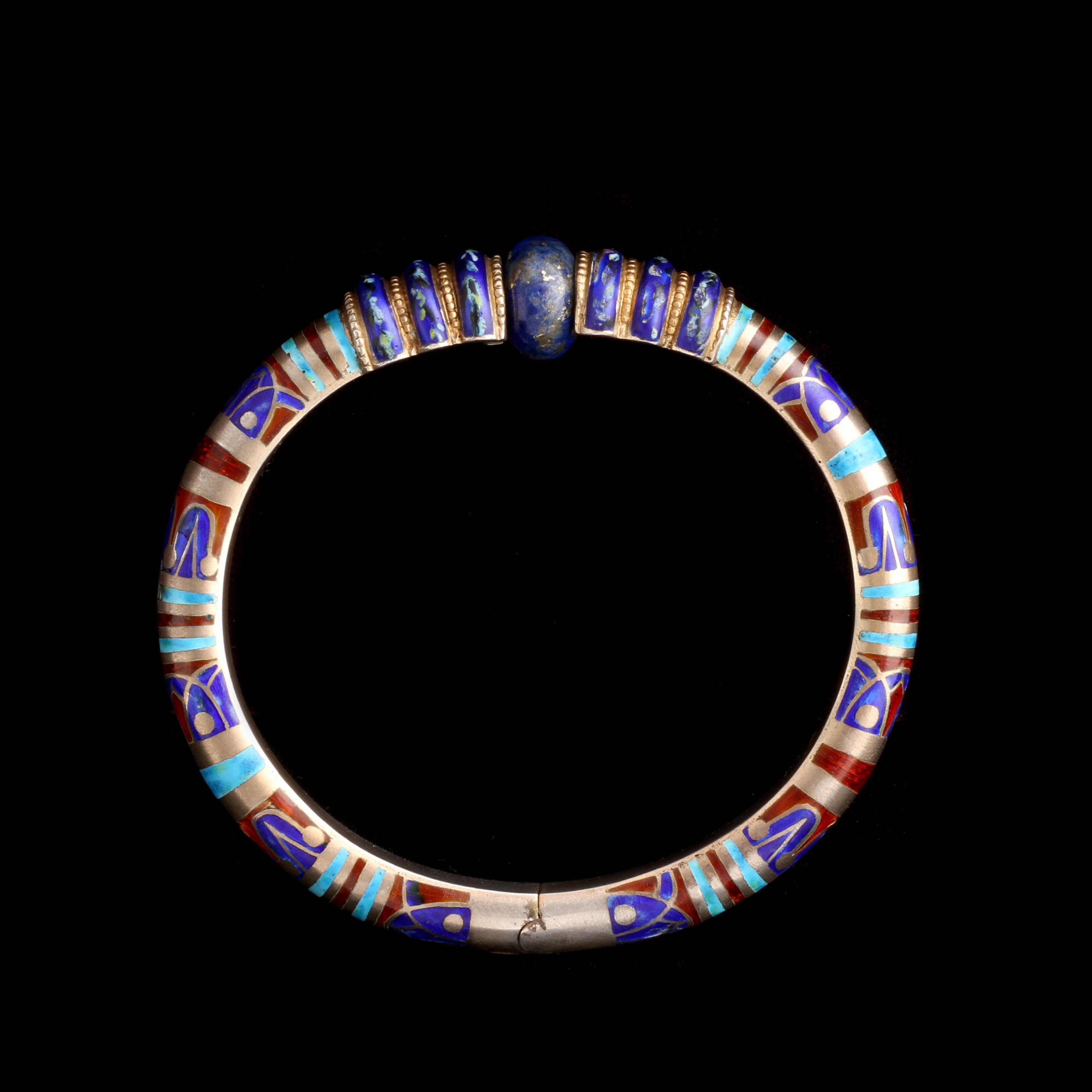 1920s Egyptian Revival Lapis & Enamel Bangle
