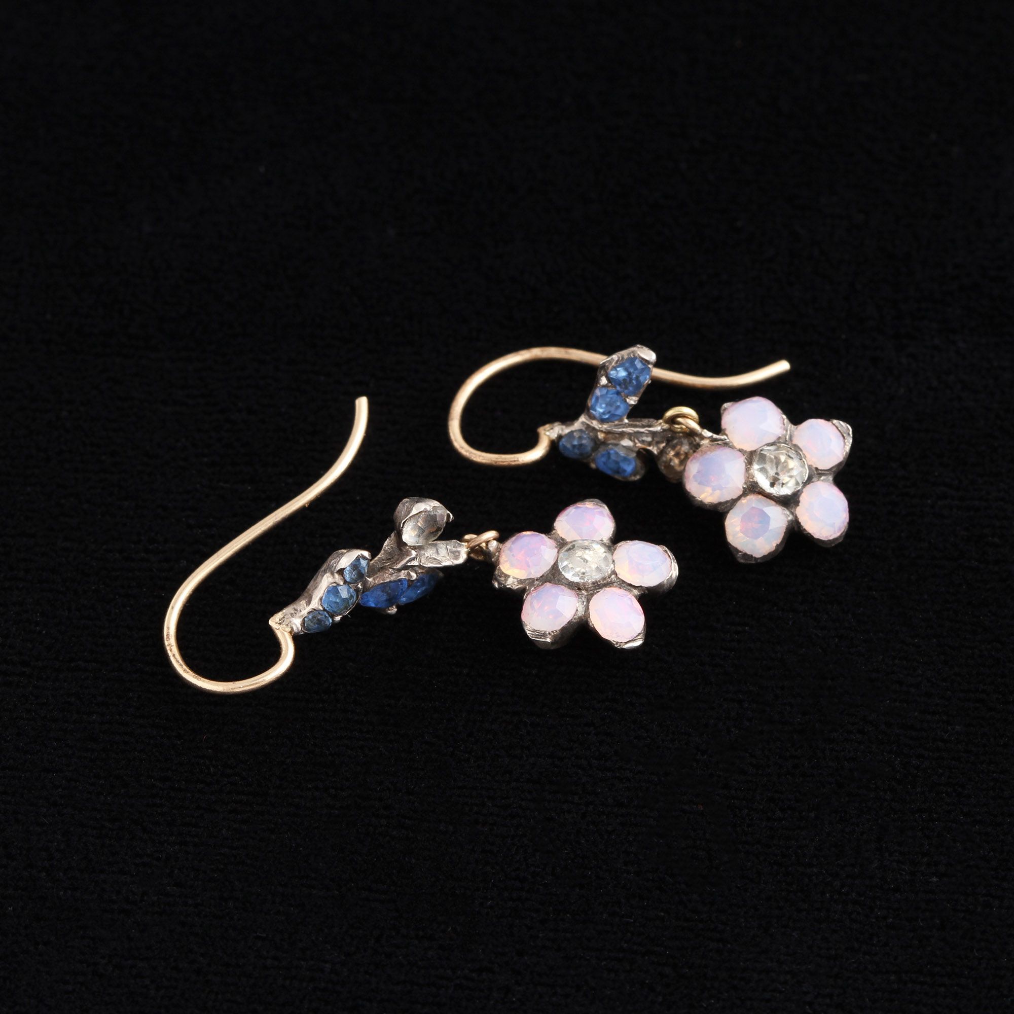 Georgian Opaline, Blue & White Paste Earrings