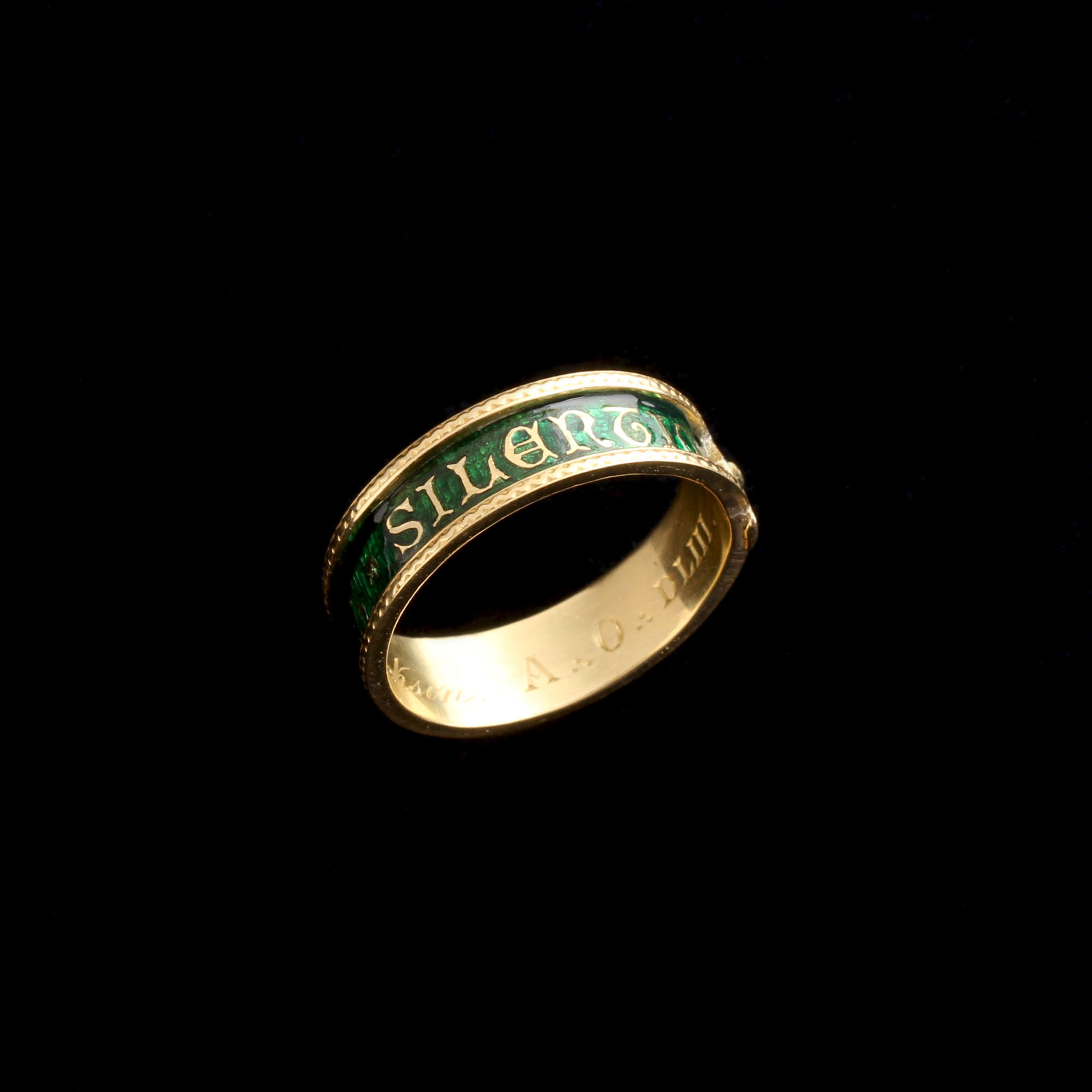 Victorian "Virtute et Silentio" Masonic Garter Ring