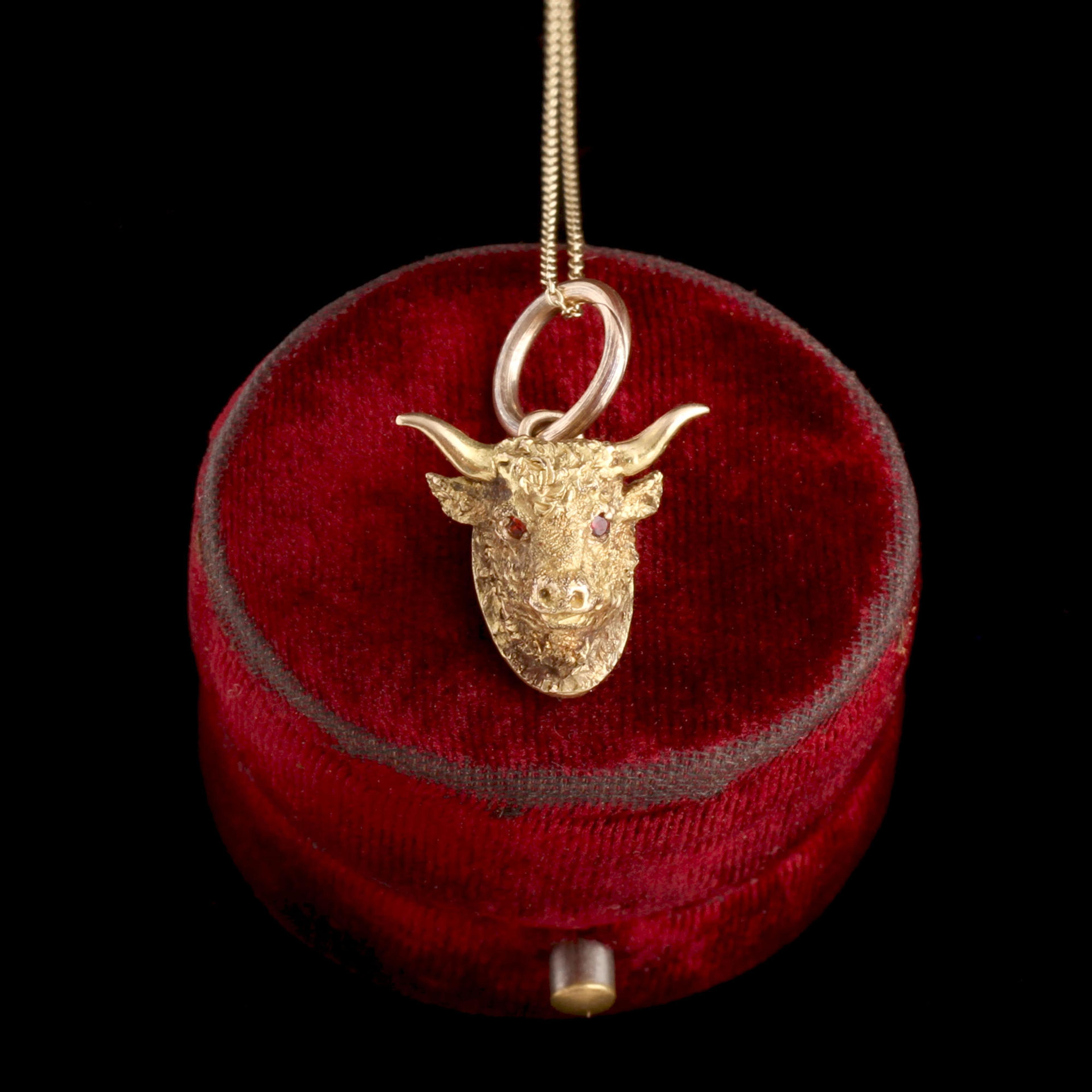 Victorian Ruby-Eyed Bull Necklace