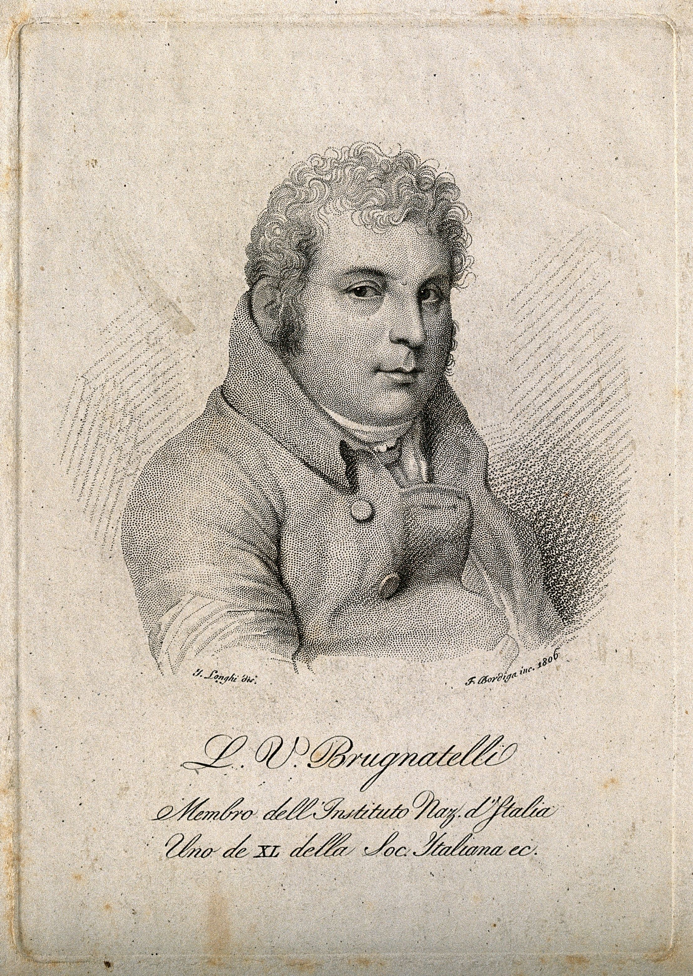 A print of Luigi Valentino Brugnatelli, the Italian inventor credited to inventing electroplating.