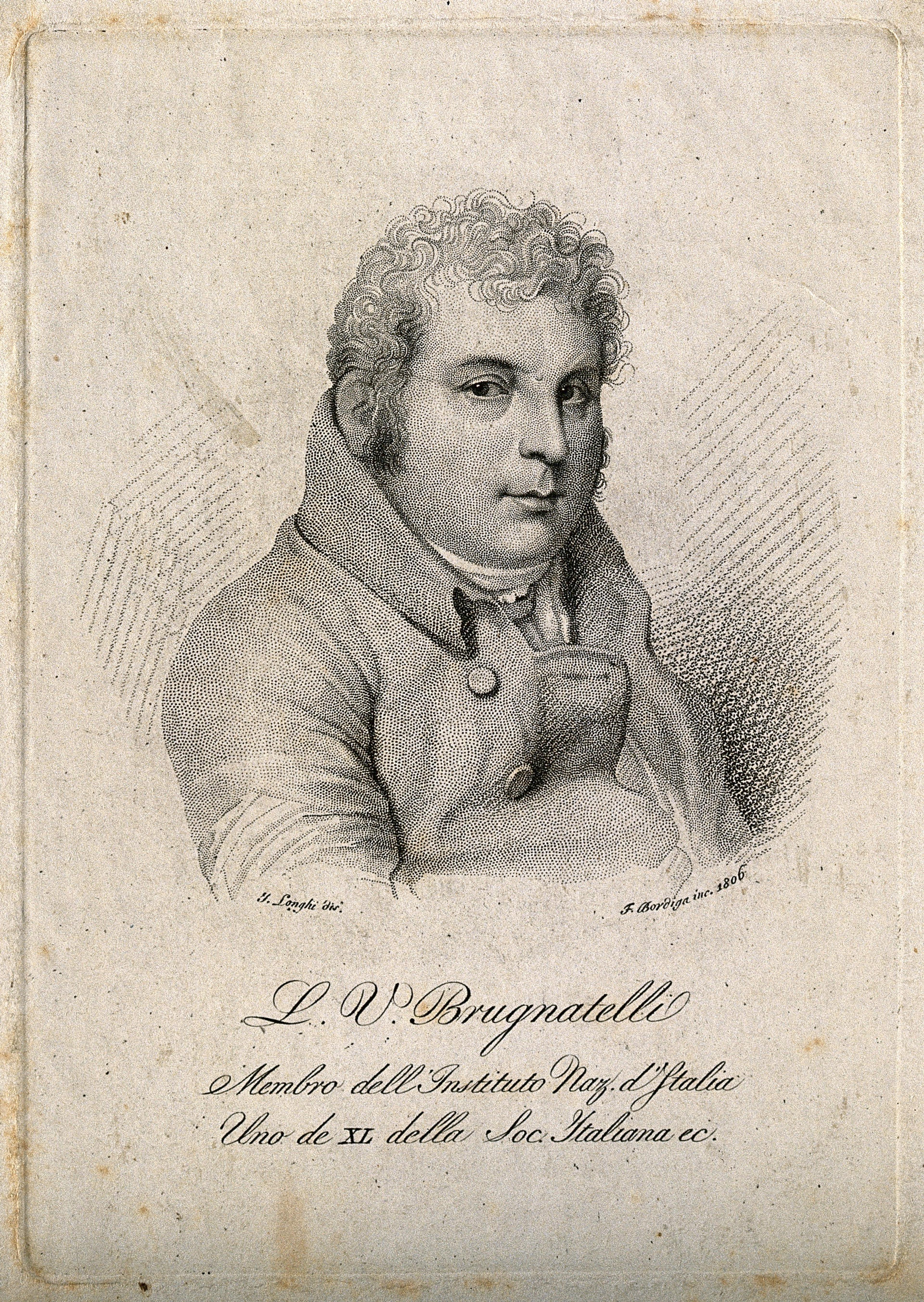 A print of Luigi Valentino Brugnatelli, the Italian inventor credited to inventing electroplating.