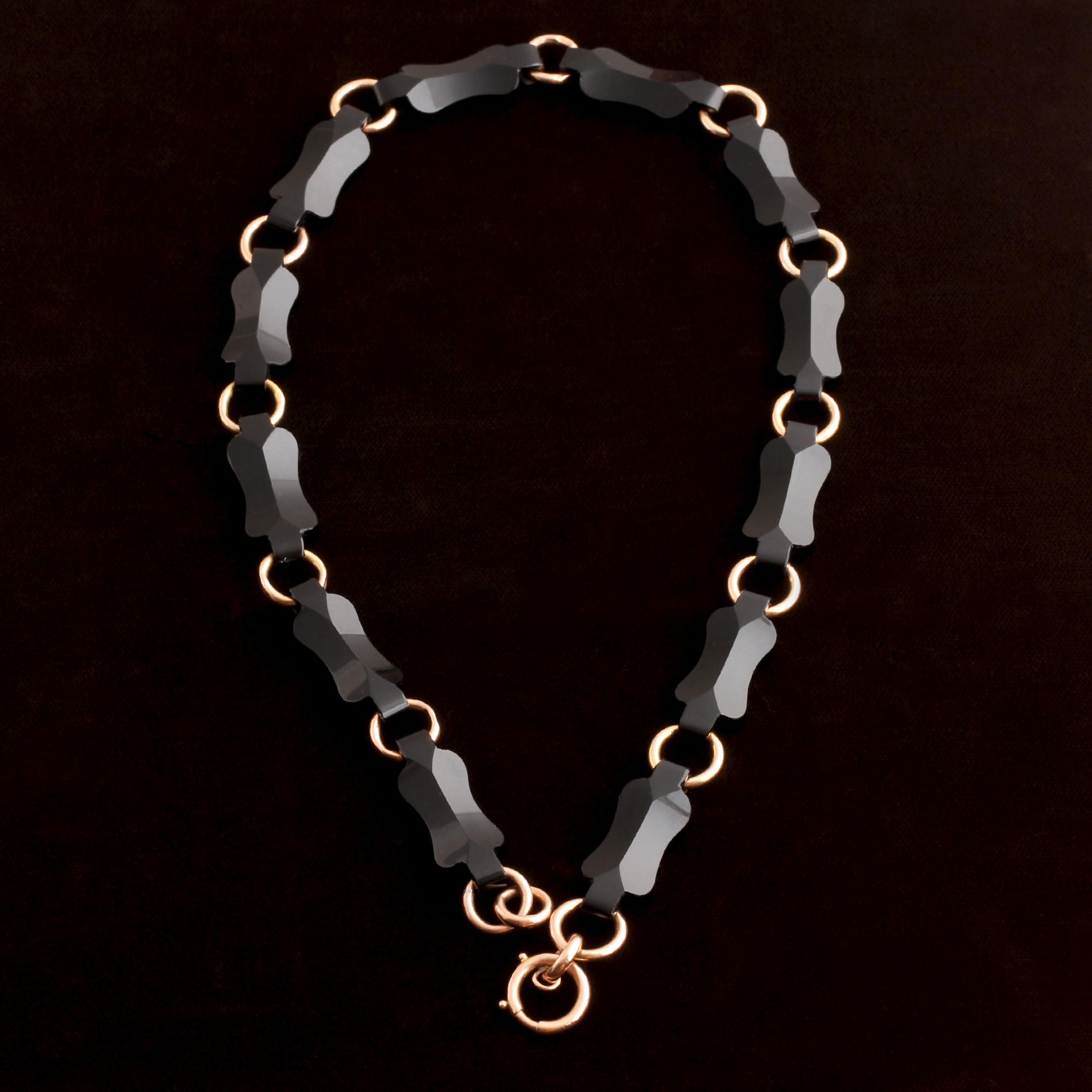 Victorian Carved Onyx 18" Fob Chain