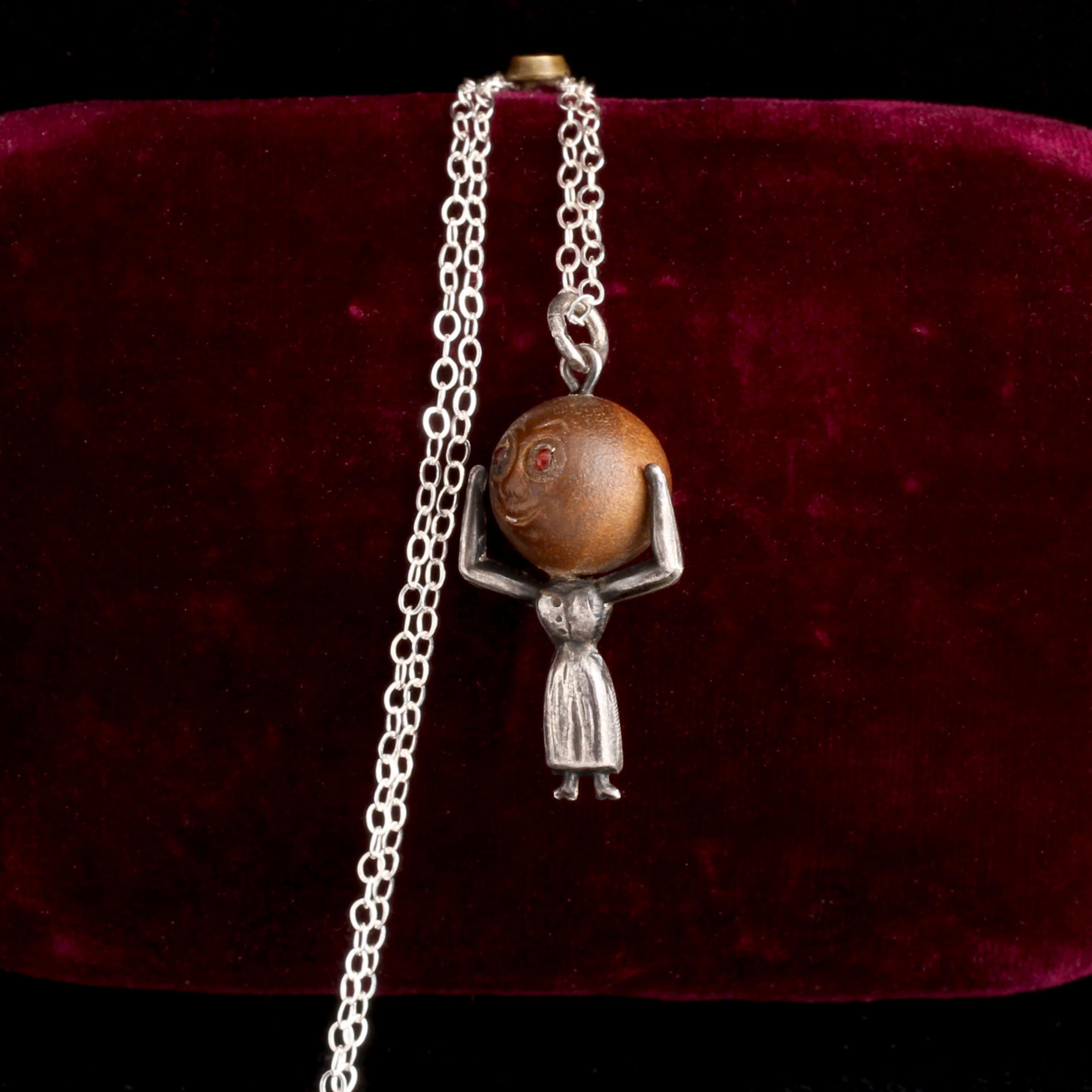 WWI Era "Touch Wud" Lucky Charm Necklace