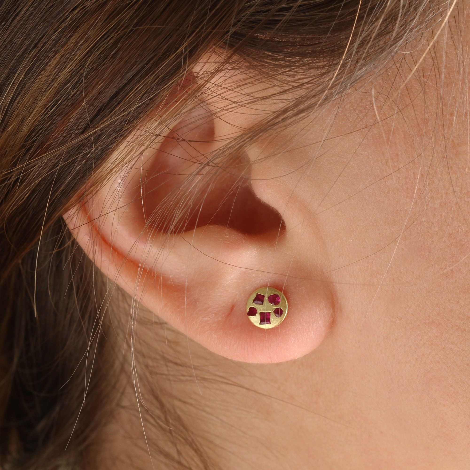 Ruby Disc Studs