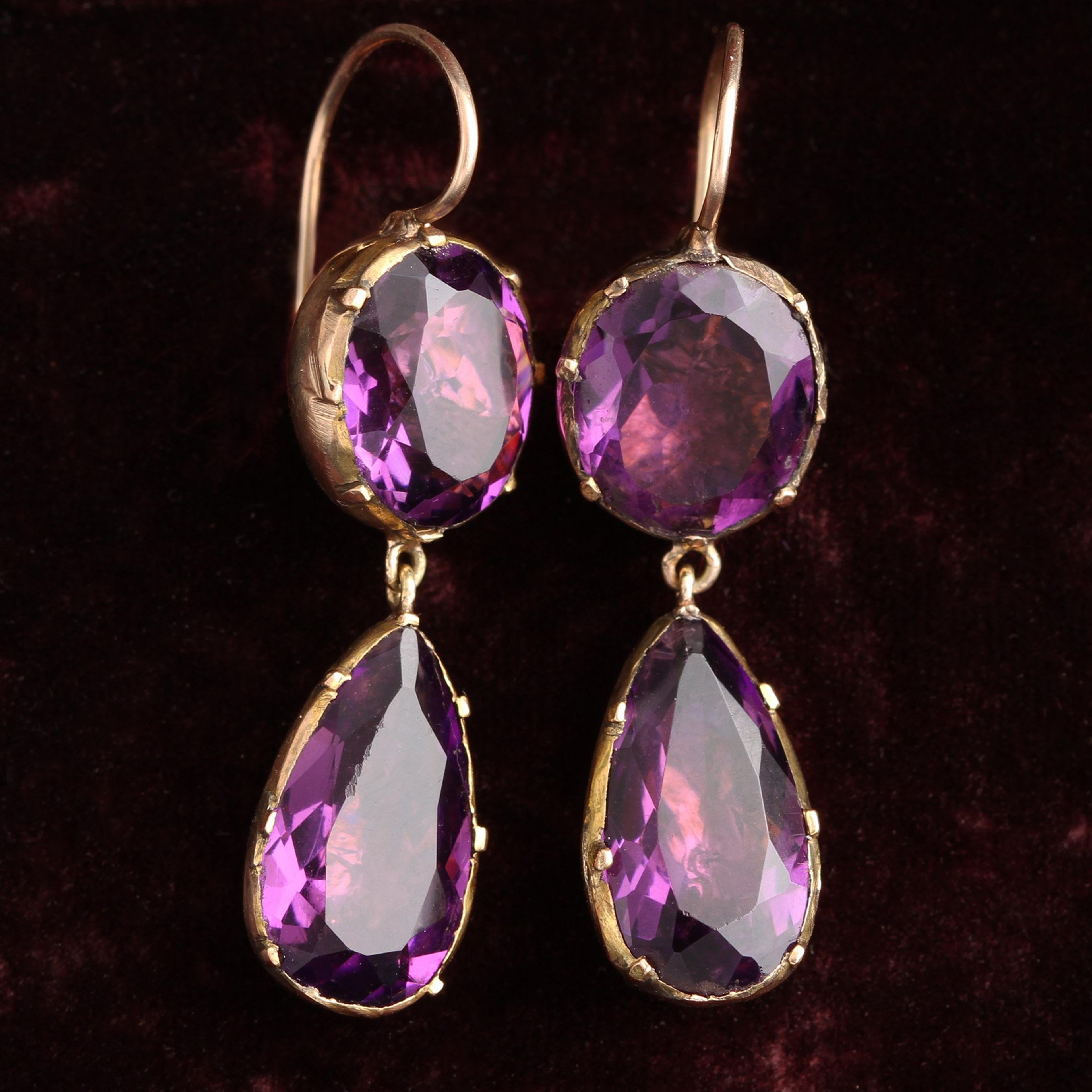 Georgian Amethyst Paste Drop Earrings