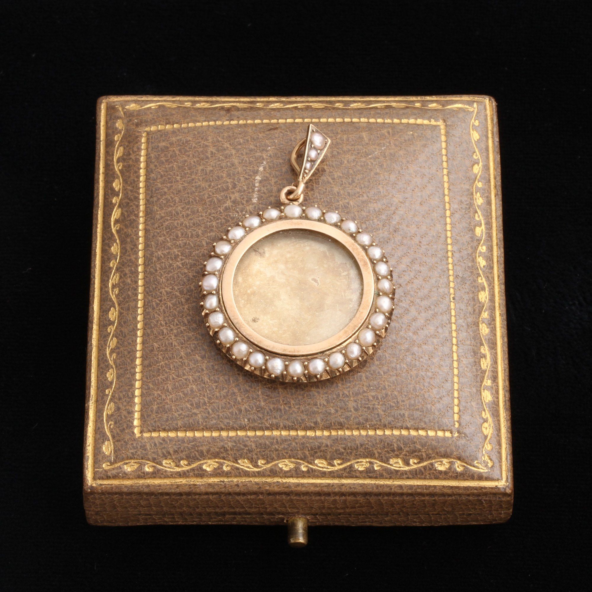 Victorian Seed Pearl Locket in Original Box