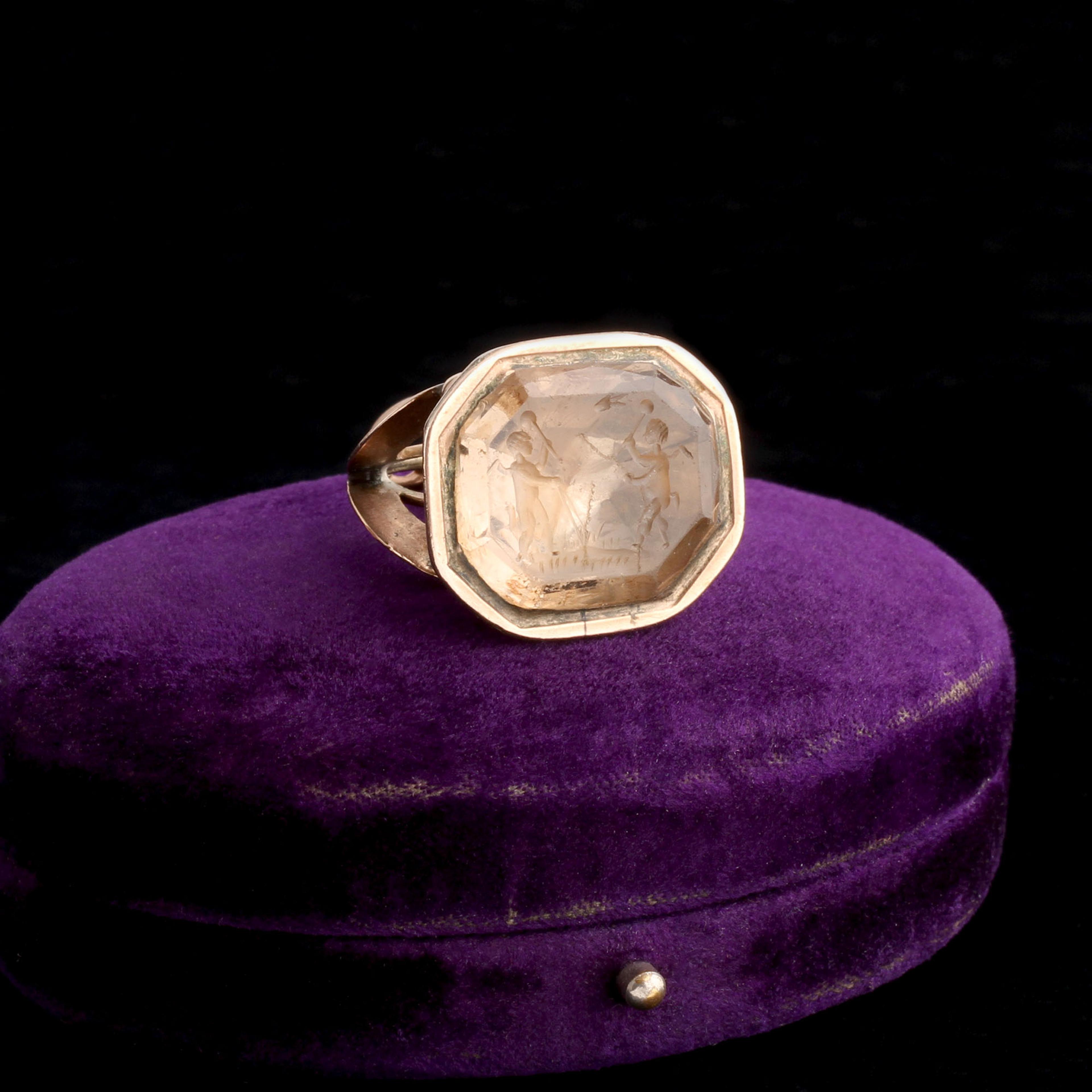 Georgian Cherubs Playing Jeu de Volant Citrine Seal Fob