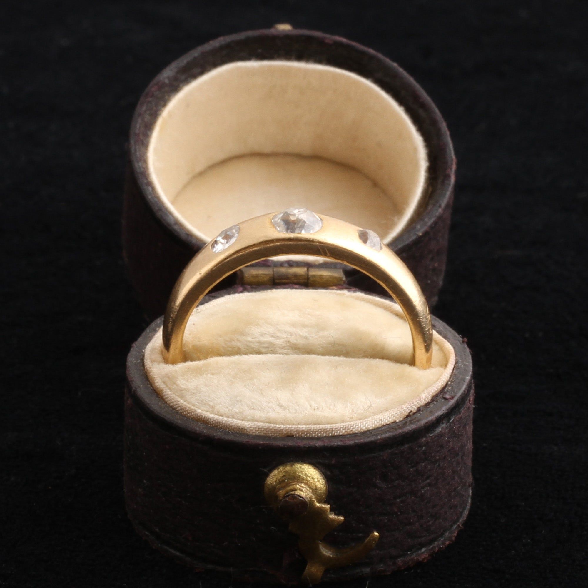 Victorian Old Mine Cut Diamond Three Stone Ring
