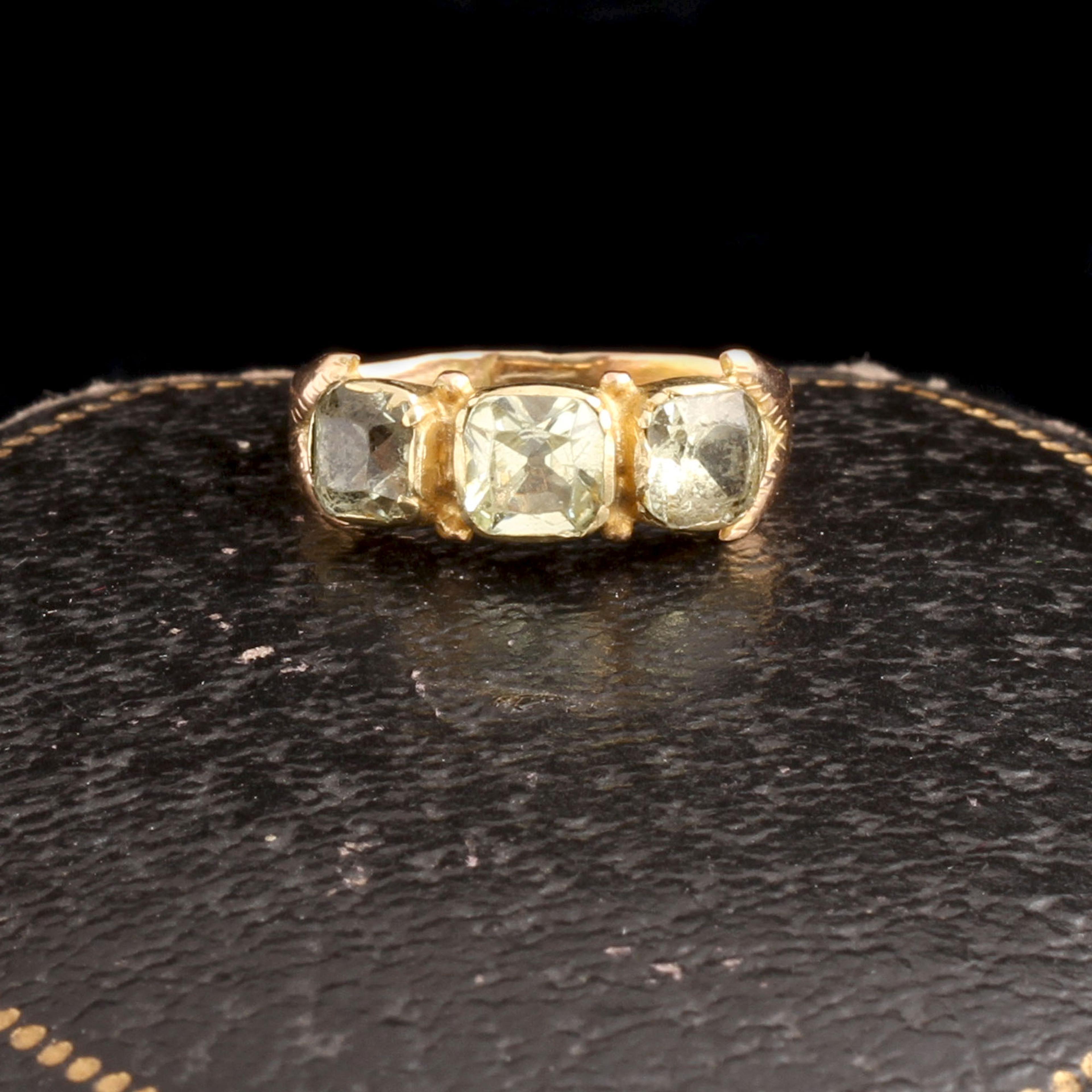 Georgian Three Stone Chrysoberyl Ring