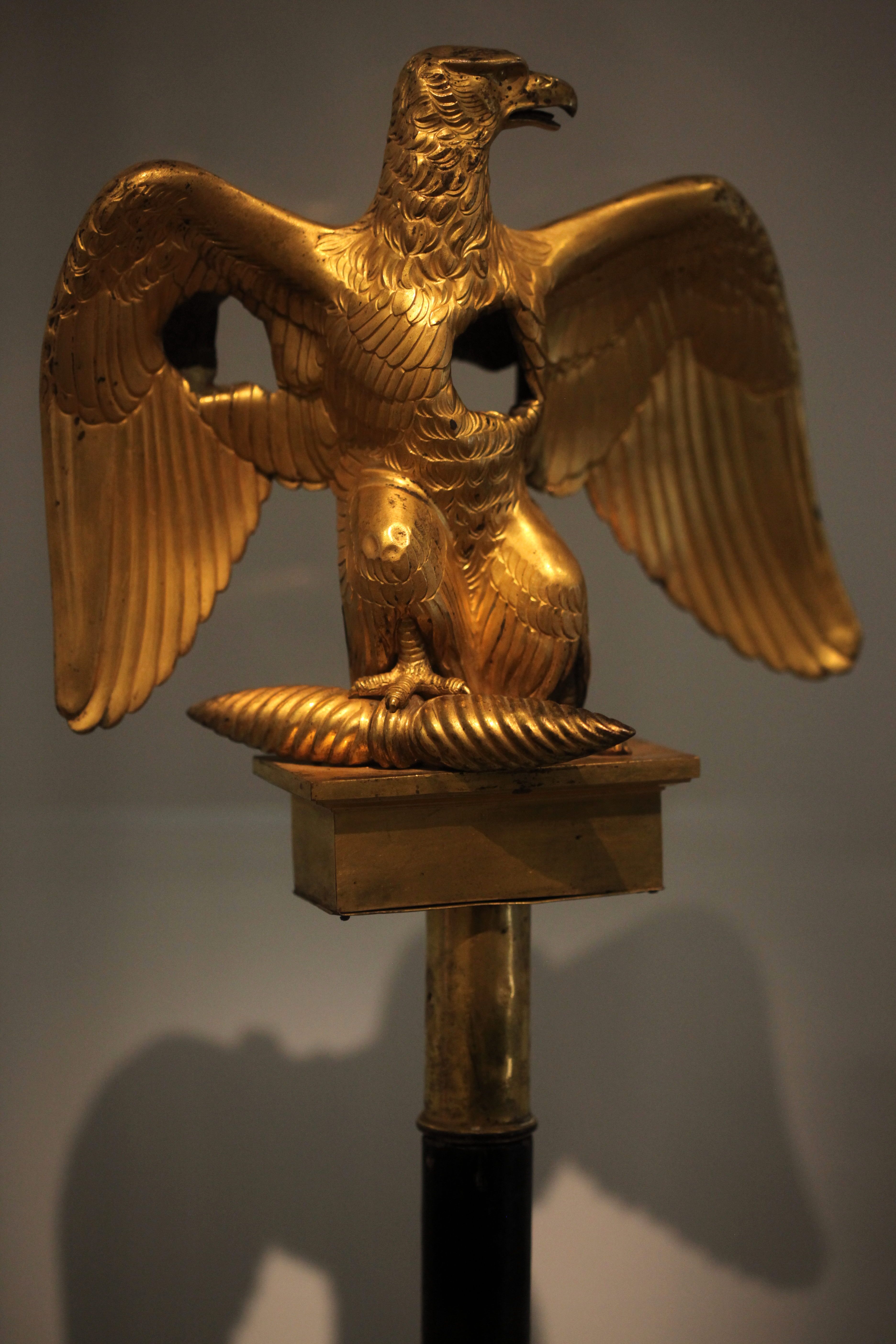 A French Imperial Eagle, carried by Napoleon's regiments. This one was damaged by enemy fire, 1811. Musée de l'Armée. 