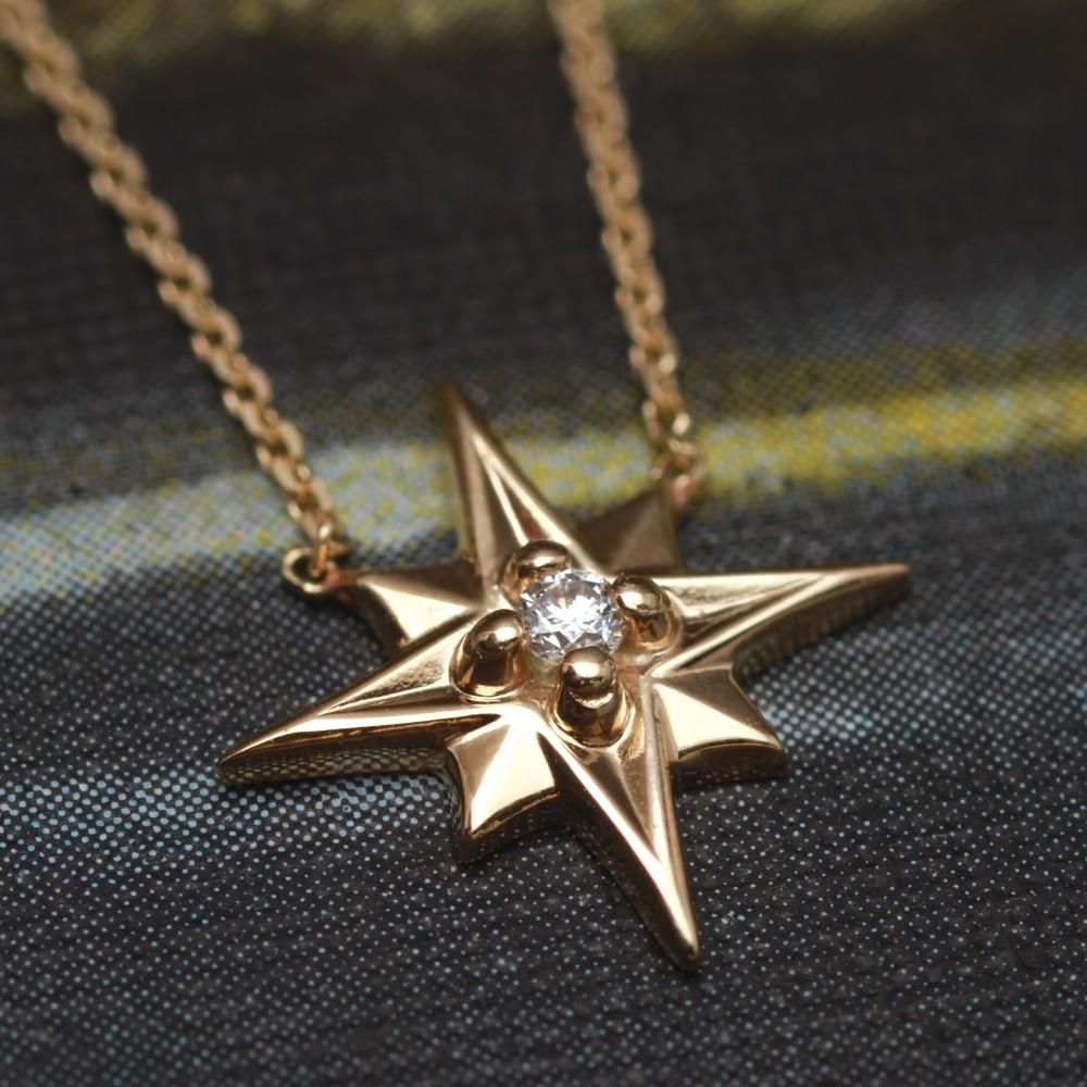 Compass Rose Necklace (14k Yellow Gold)