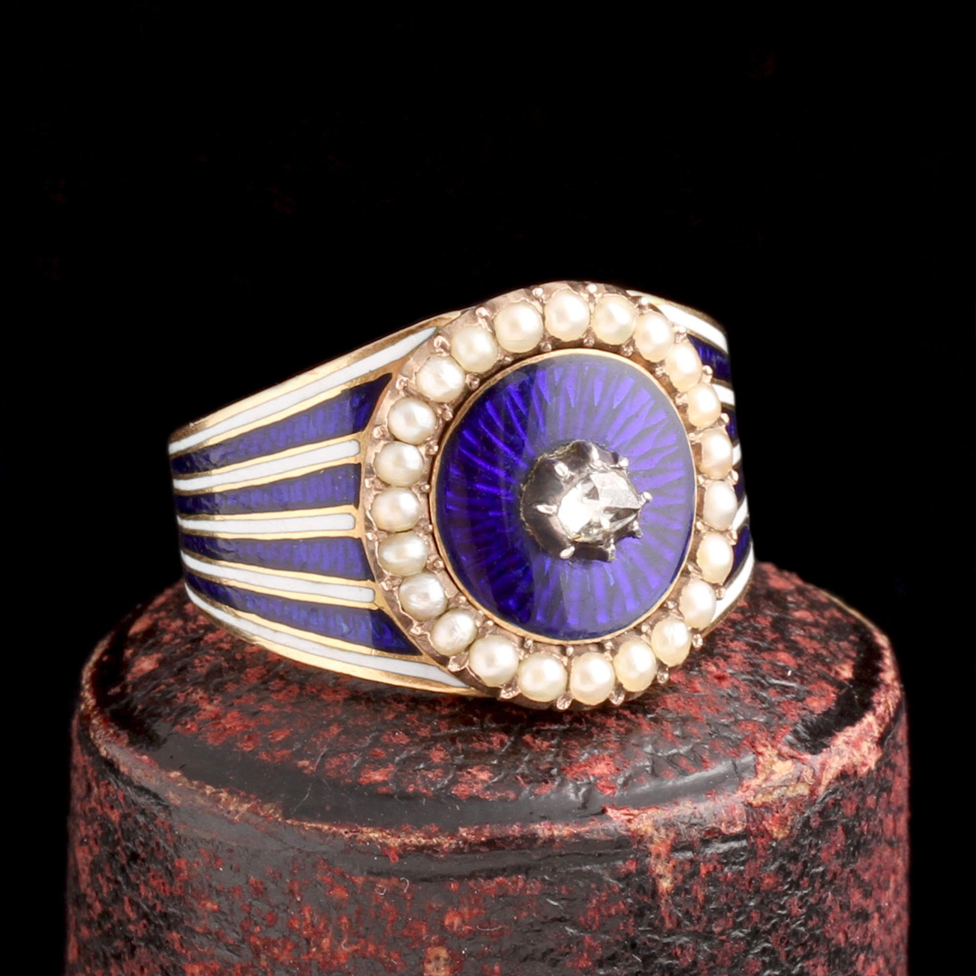 Detail of Georgian Blue & White Enamel Mourning Ring