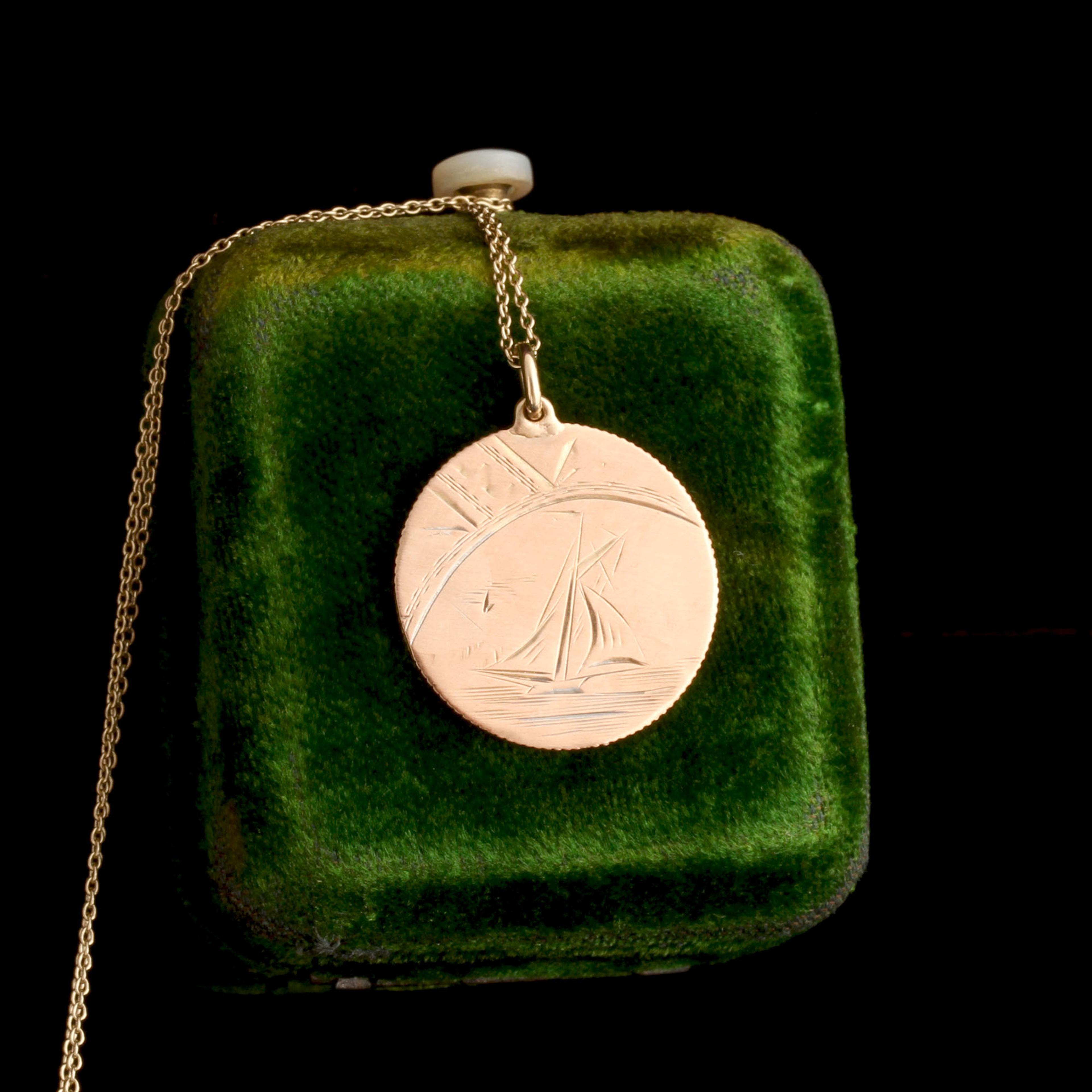 Victorian HMH & Sailboat Love Token Necklace