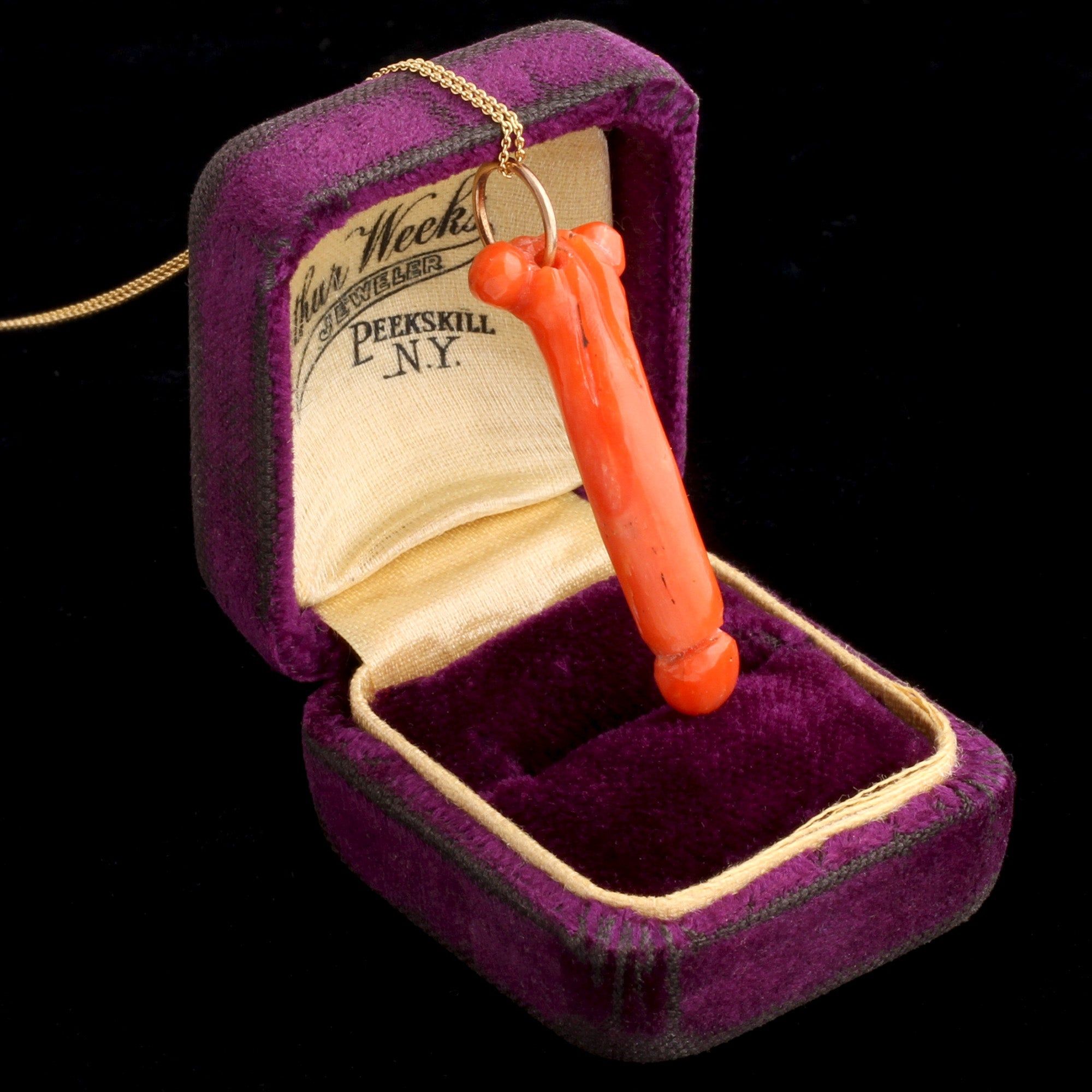 Victorian Carved Coral Phallus Necklace