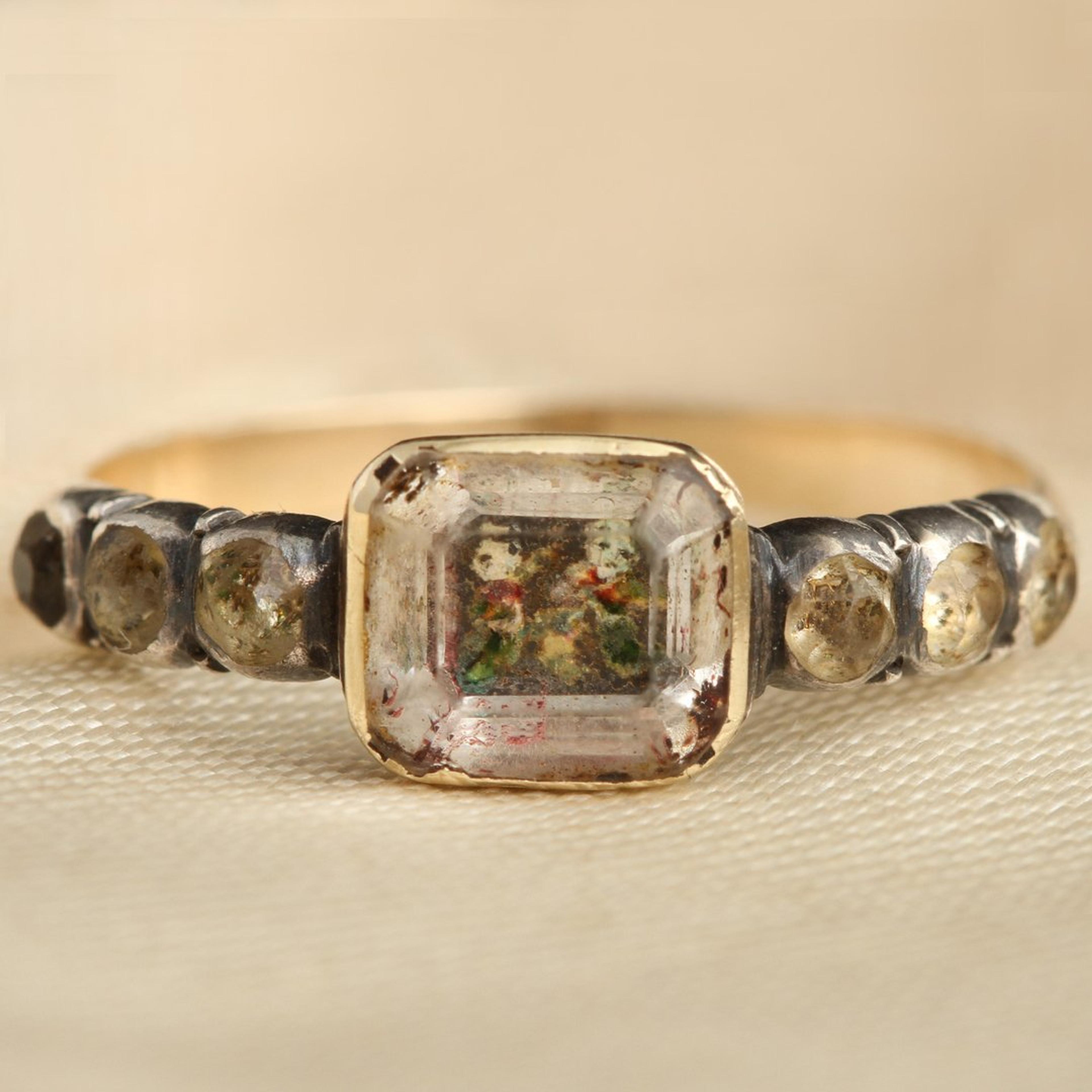 Detail of Stuart Crystal Mourning Ring with Cherubs