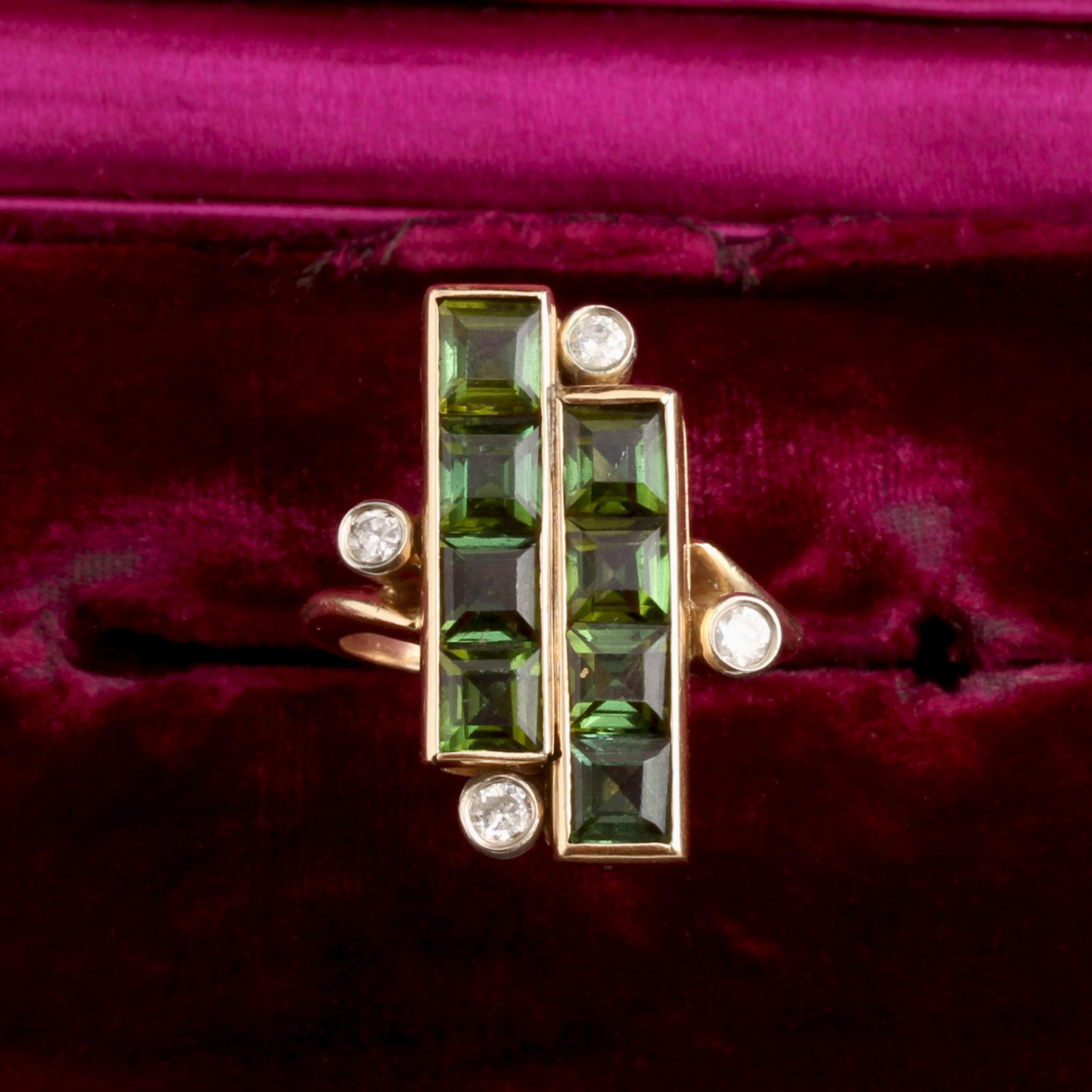 Retro Tourmaline & Diamond Cocktail Ring