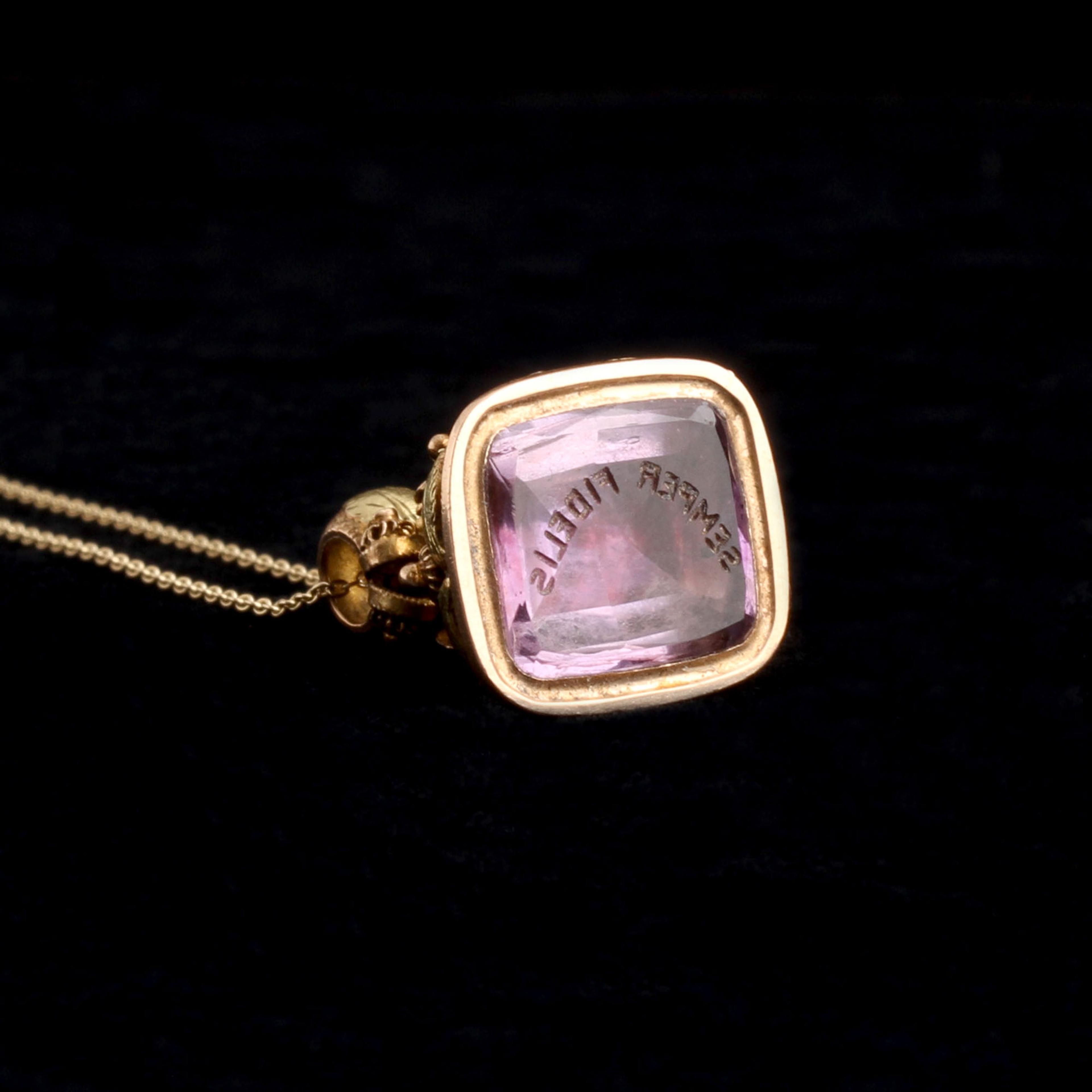 Detail of Georgian Semper Fidelis Amethyst Seal Necklace