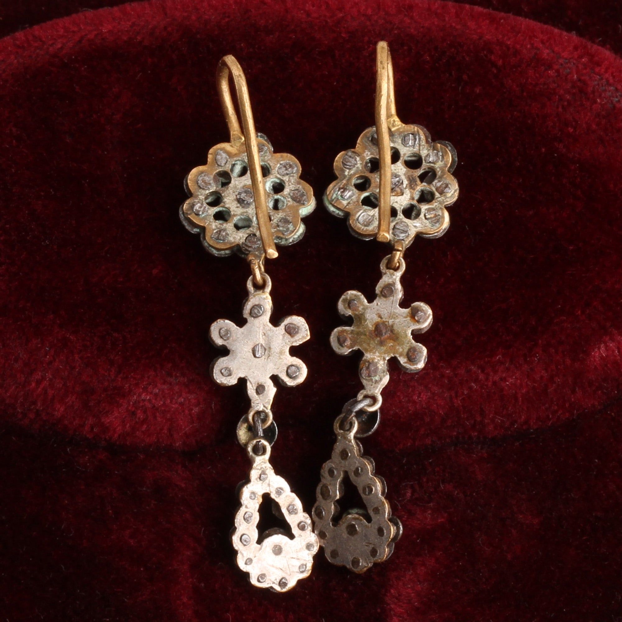 Georgian Cut Steel Floral Drop Earrings