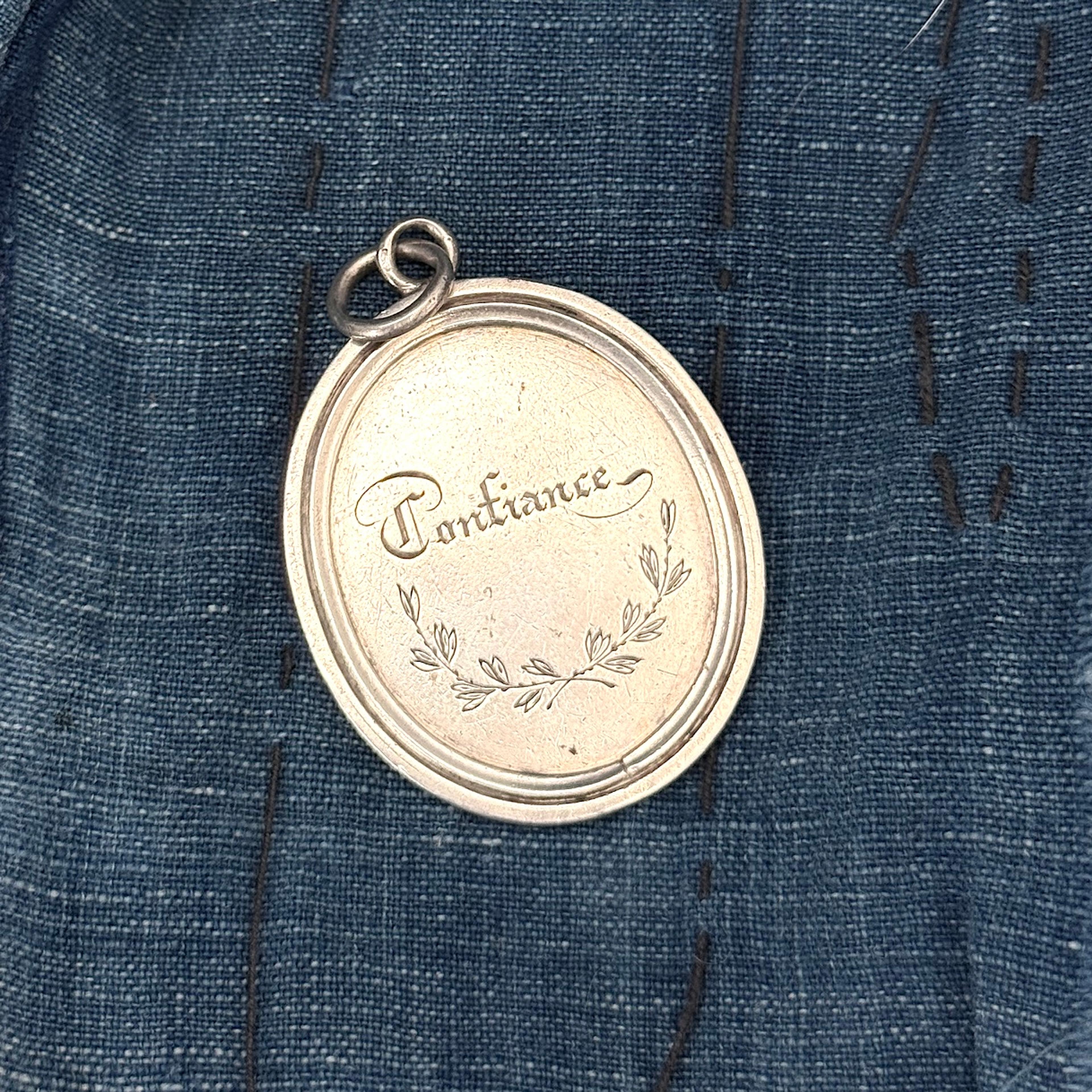 19th Century French "Confiance" Silver Masonic Medallion