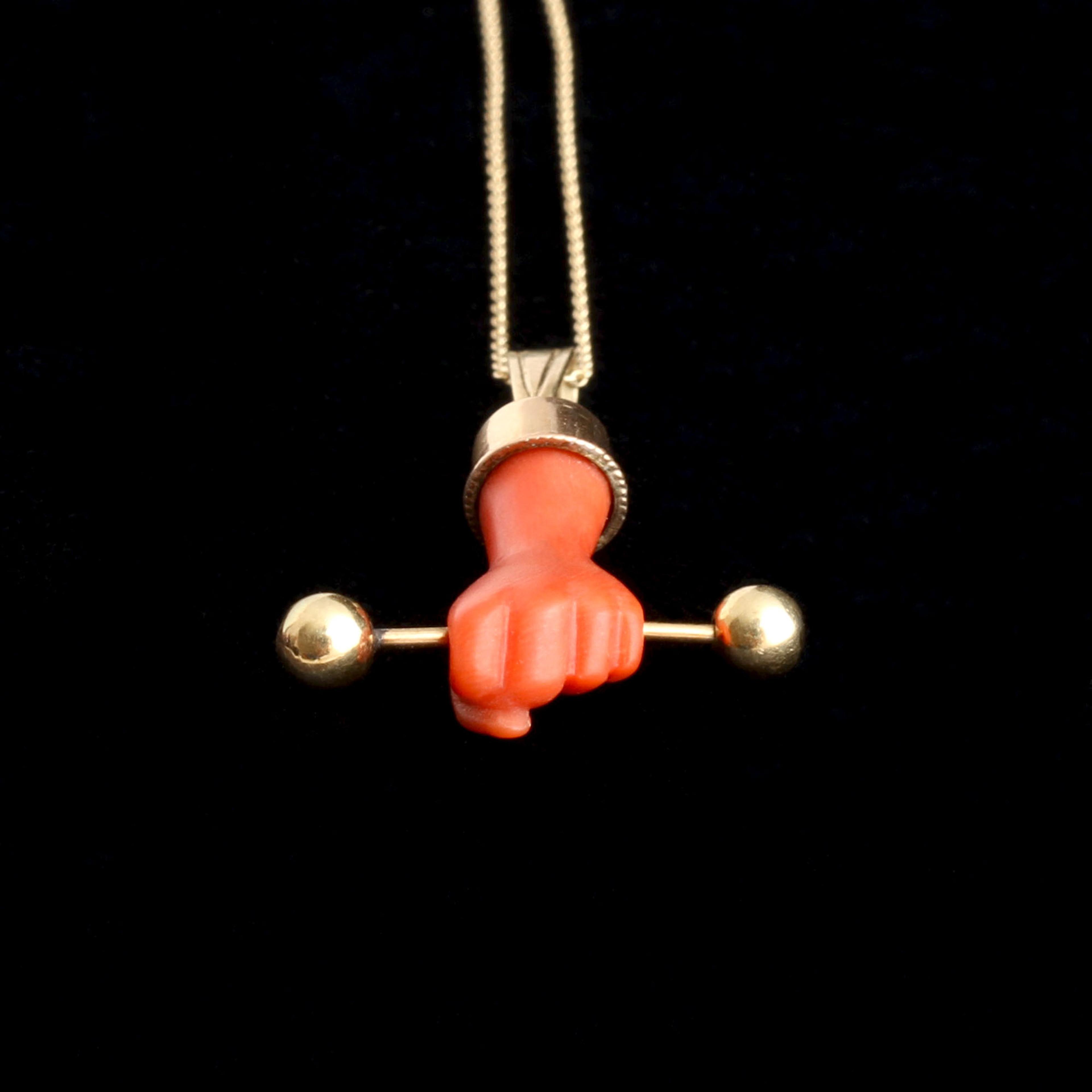 Grand Tour Carved Coral Fist Necklace