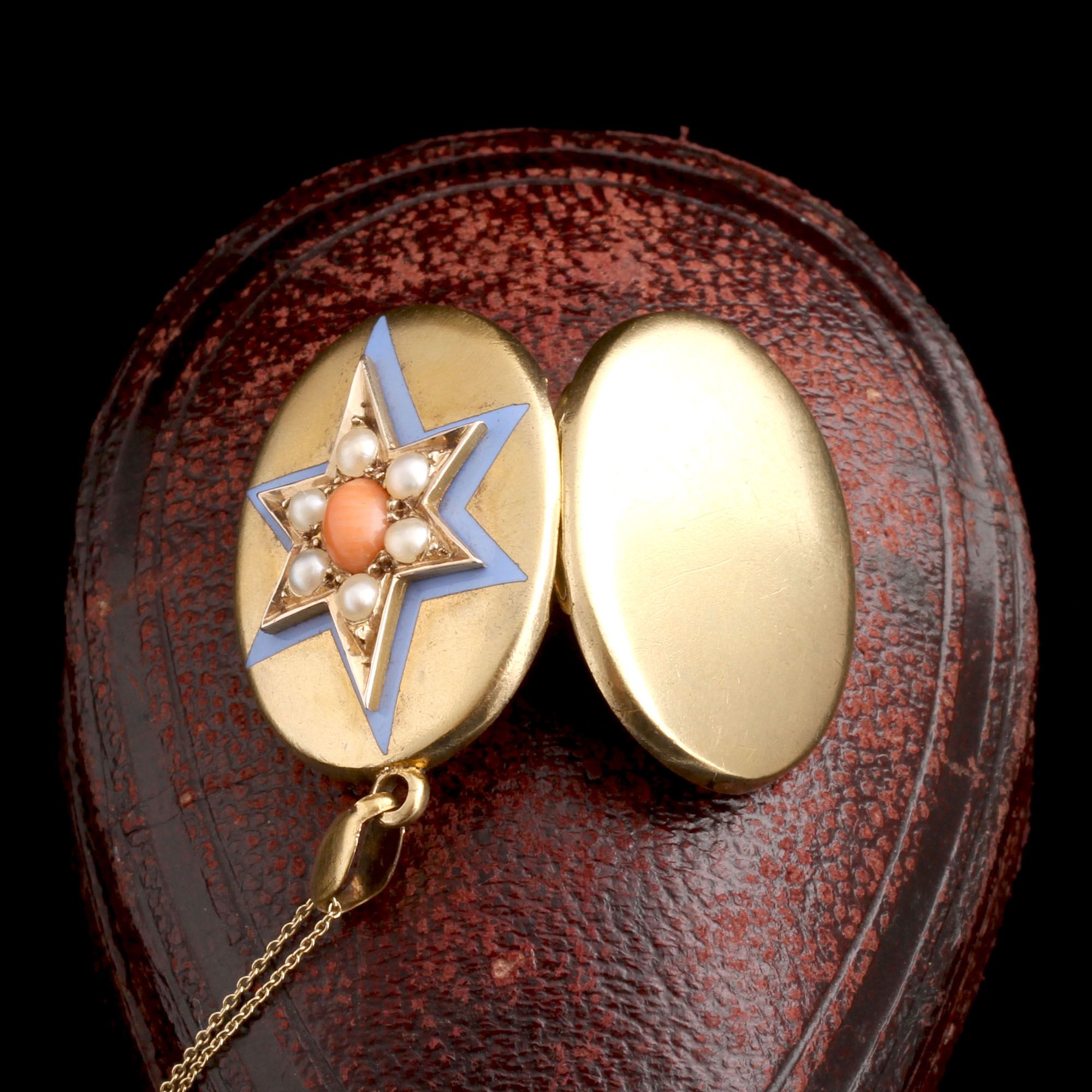 Victorian Coral, Pearl & Enamel Starburst Locket — Erica Weiner