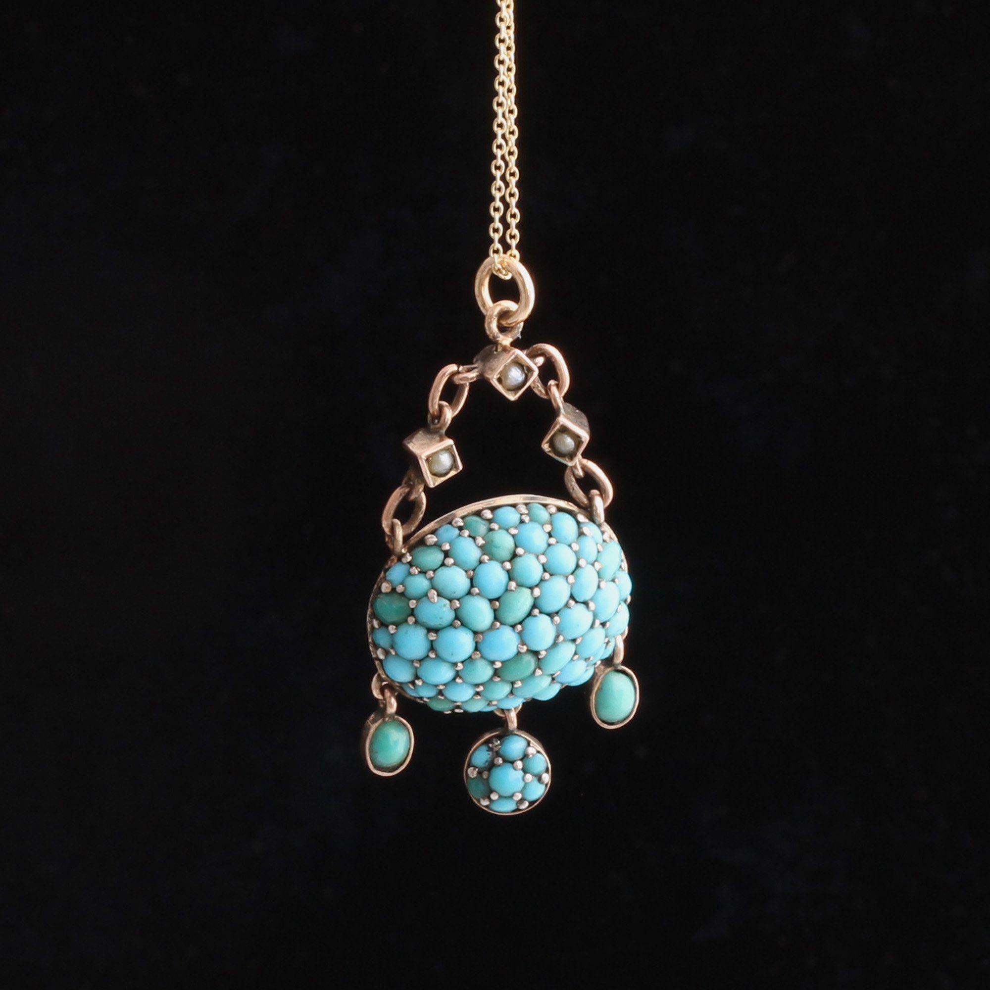 Victorian Turquoise Pavé Pendant