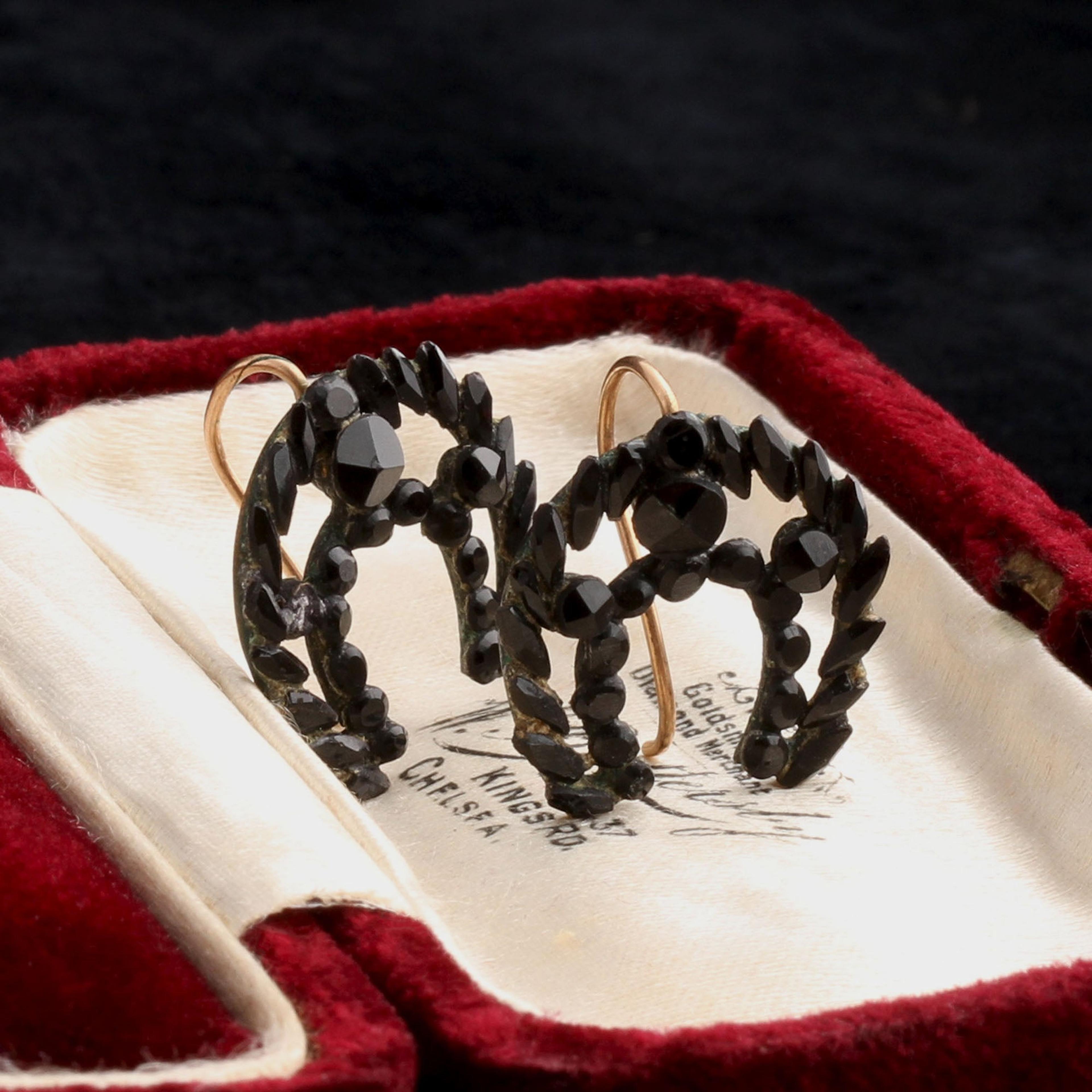 Black Vauxhall Glass Horseshoe Earrings