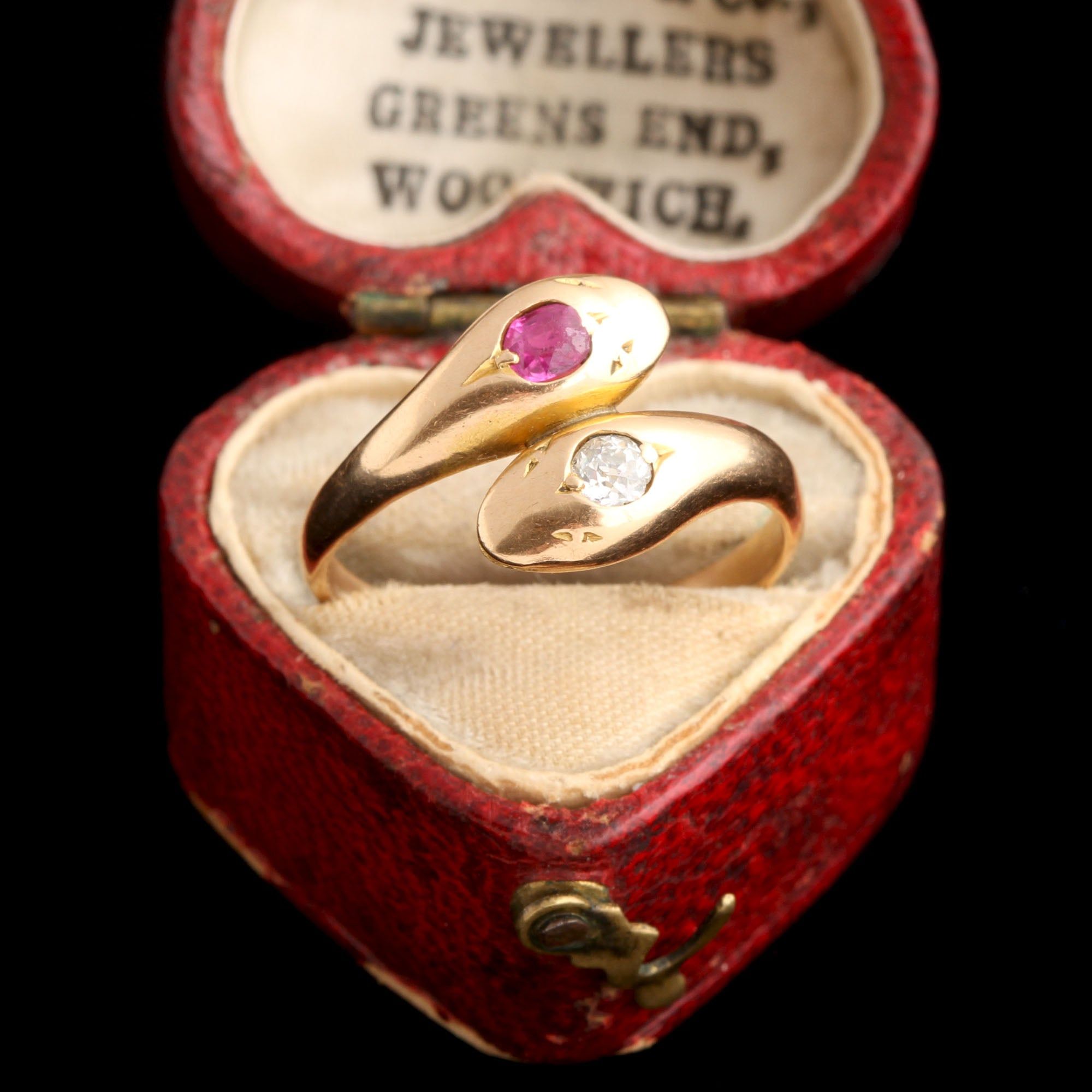 Late Victorian Ruby & Diamond Twin Snakes Ring