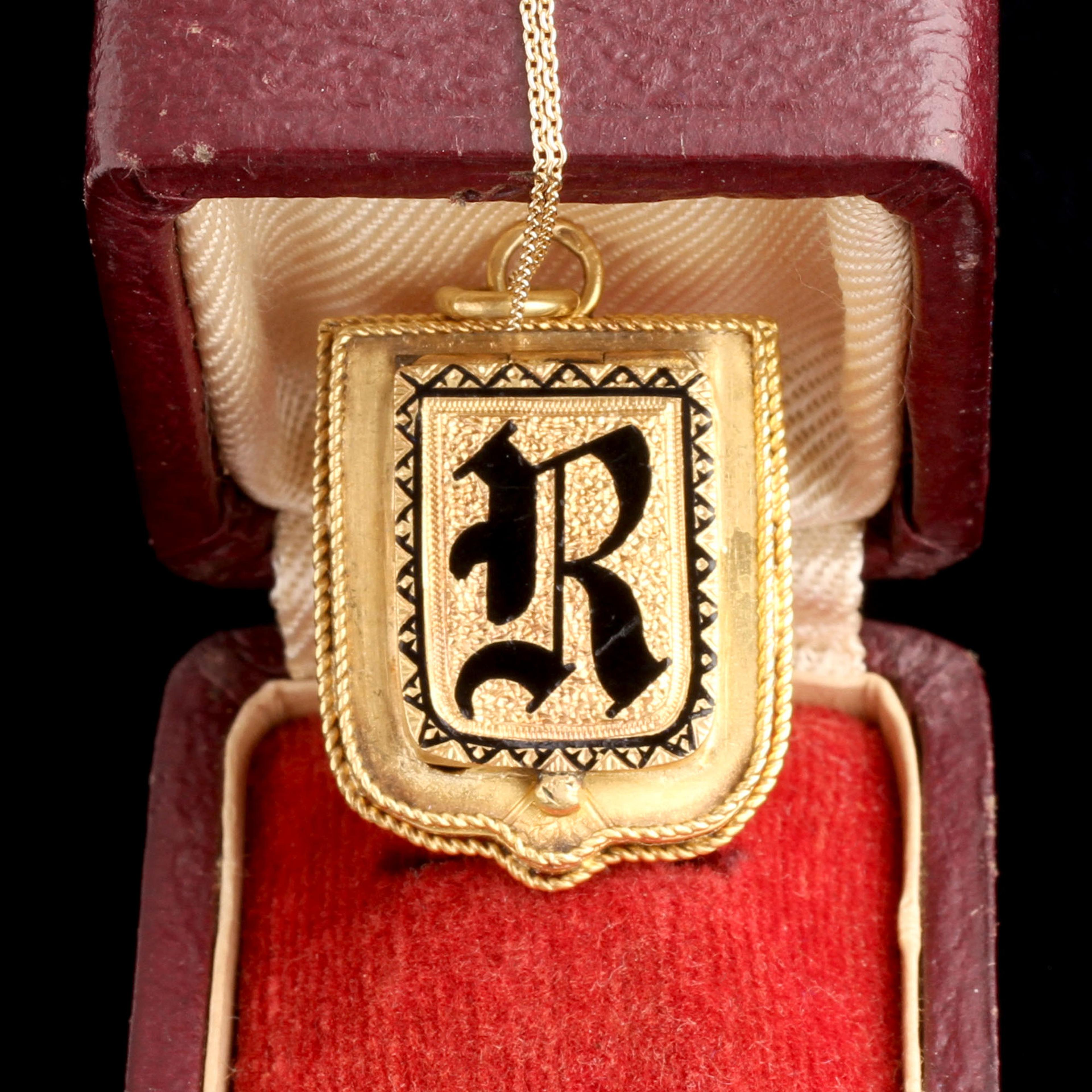 Detail of Mid 19th Century Enamel & Gold "R" Locket