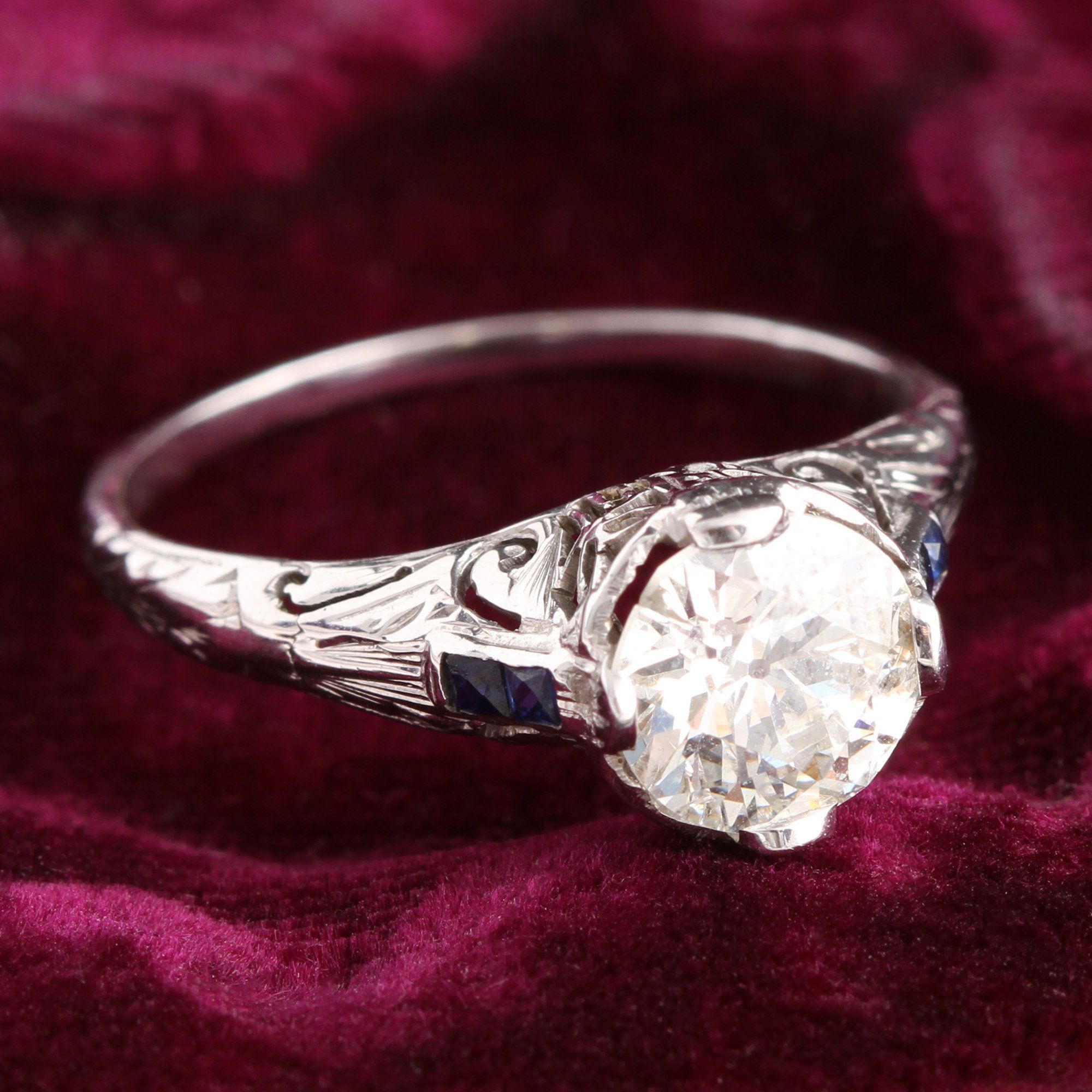 Art Deco 1.21ct Old European Cut Filigree Solitaire