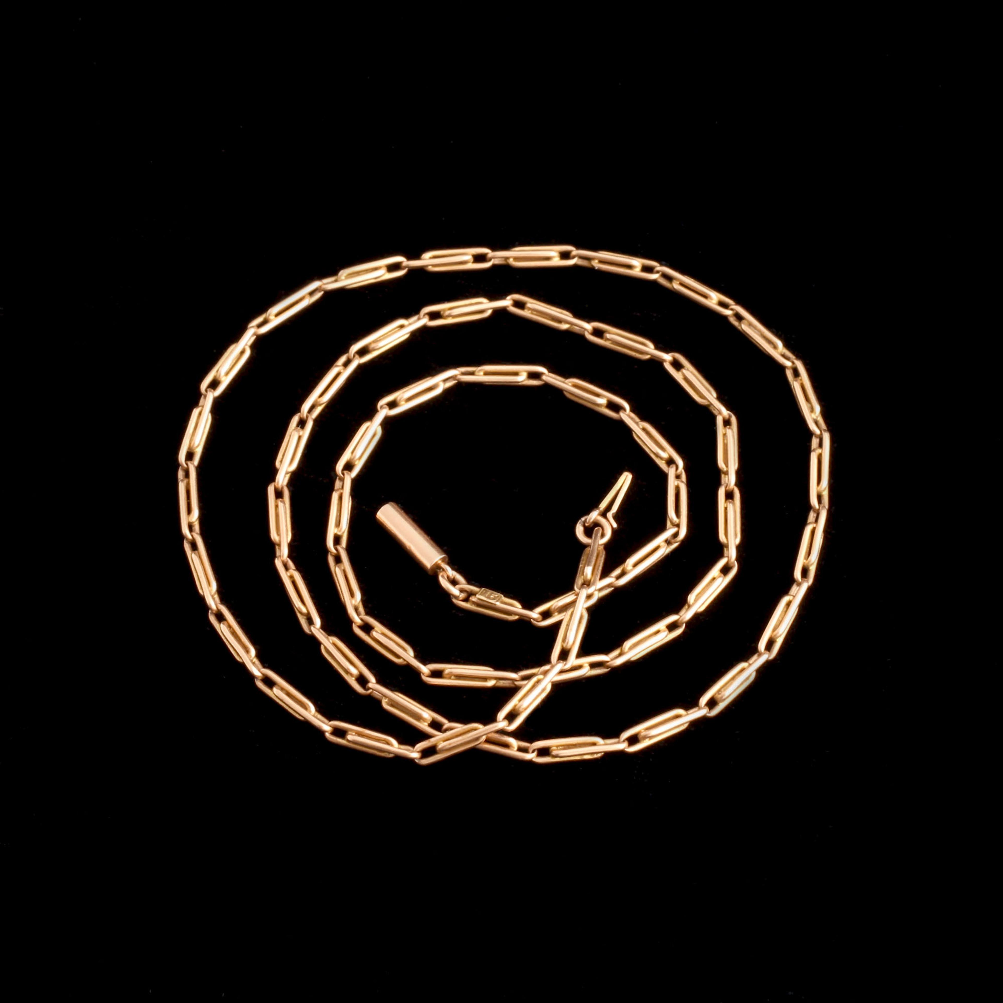 Edwardian 15k Gold 19" Paper Clip Link Chain
