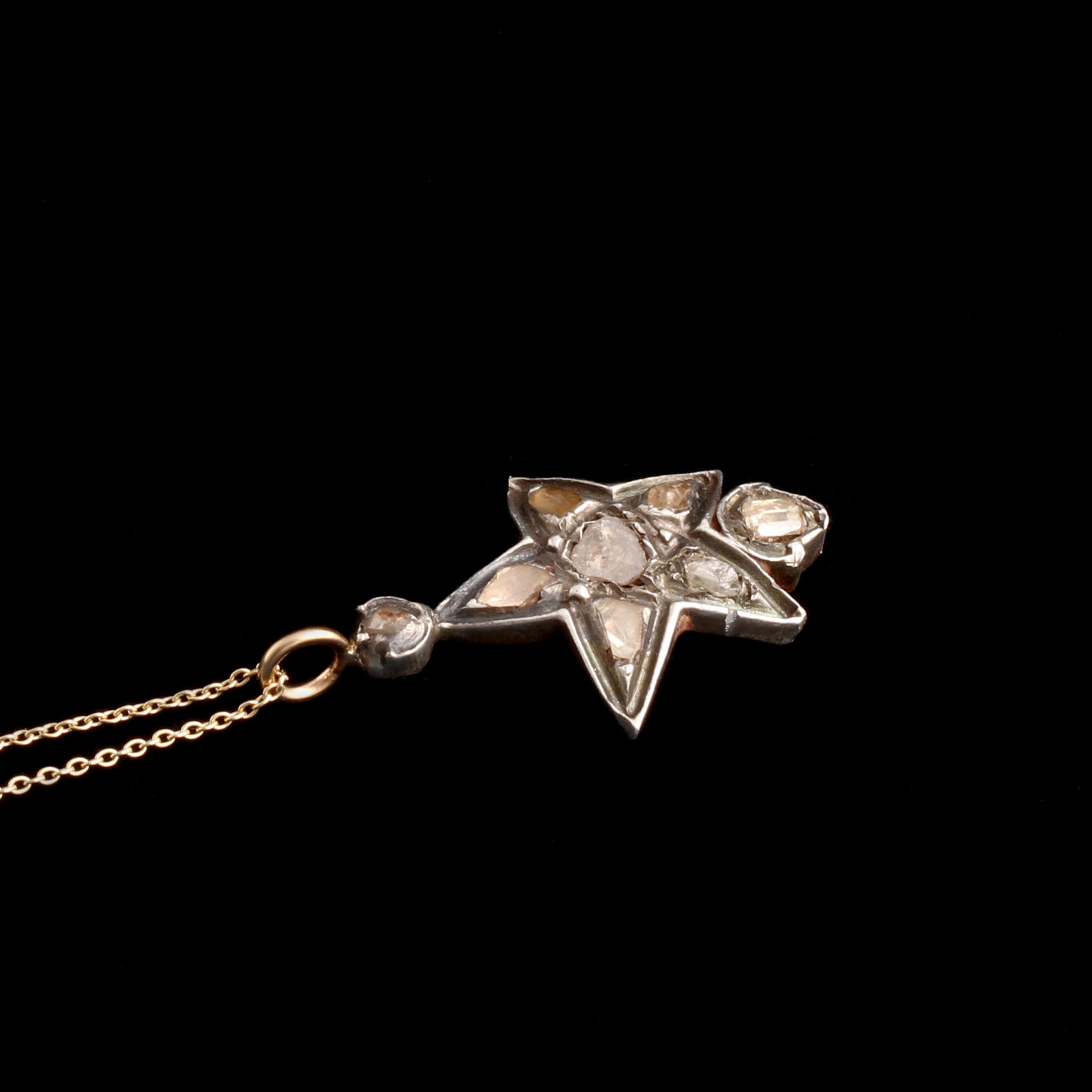 Georgian Rose Cut Diamond Star Necklace
