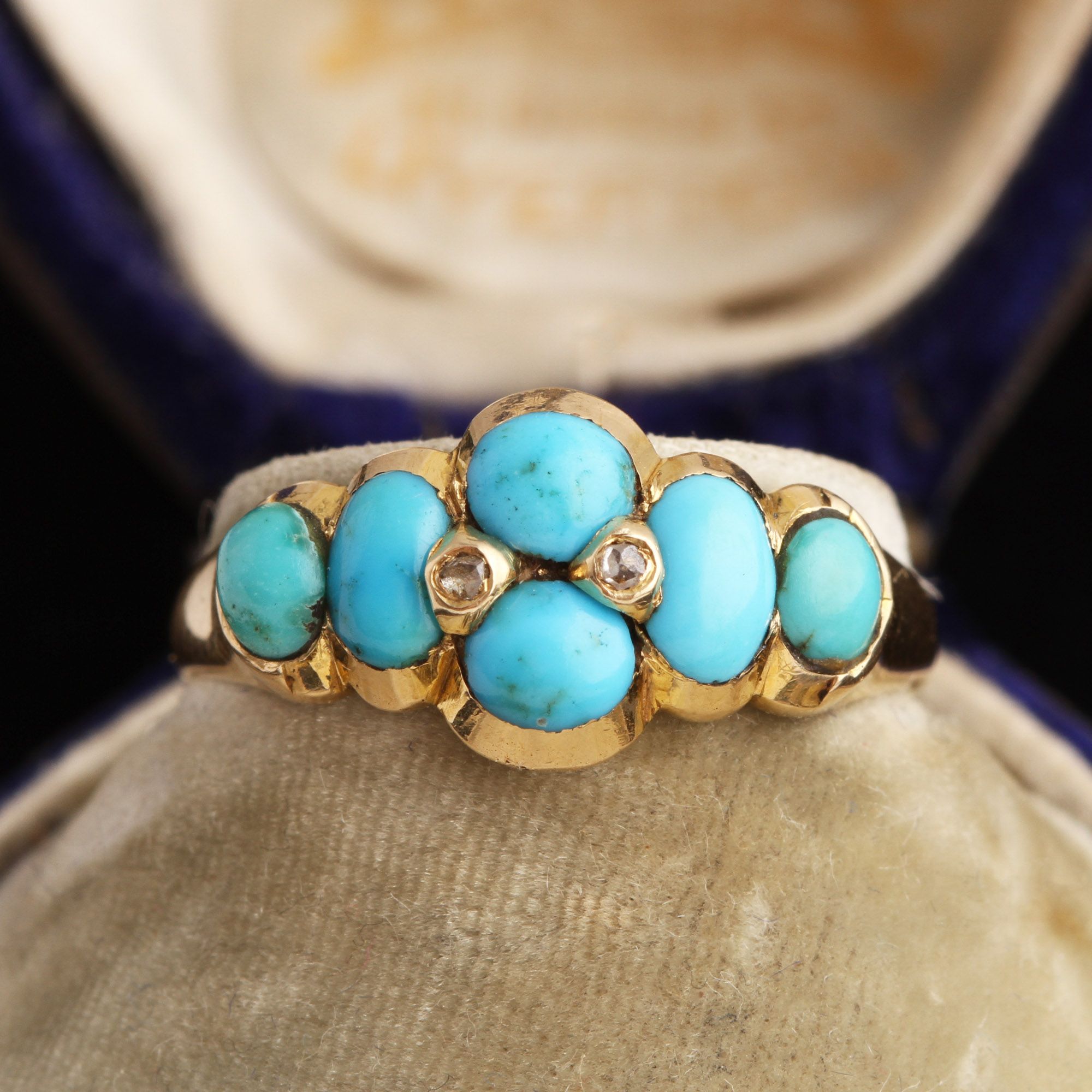 Georgian Turquoise & Rose Cut Diamond Ring