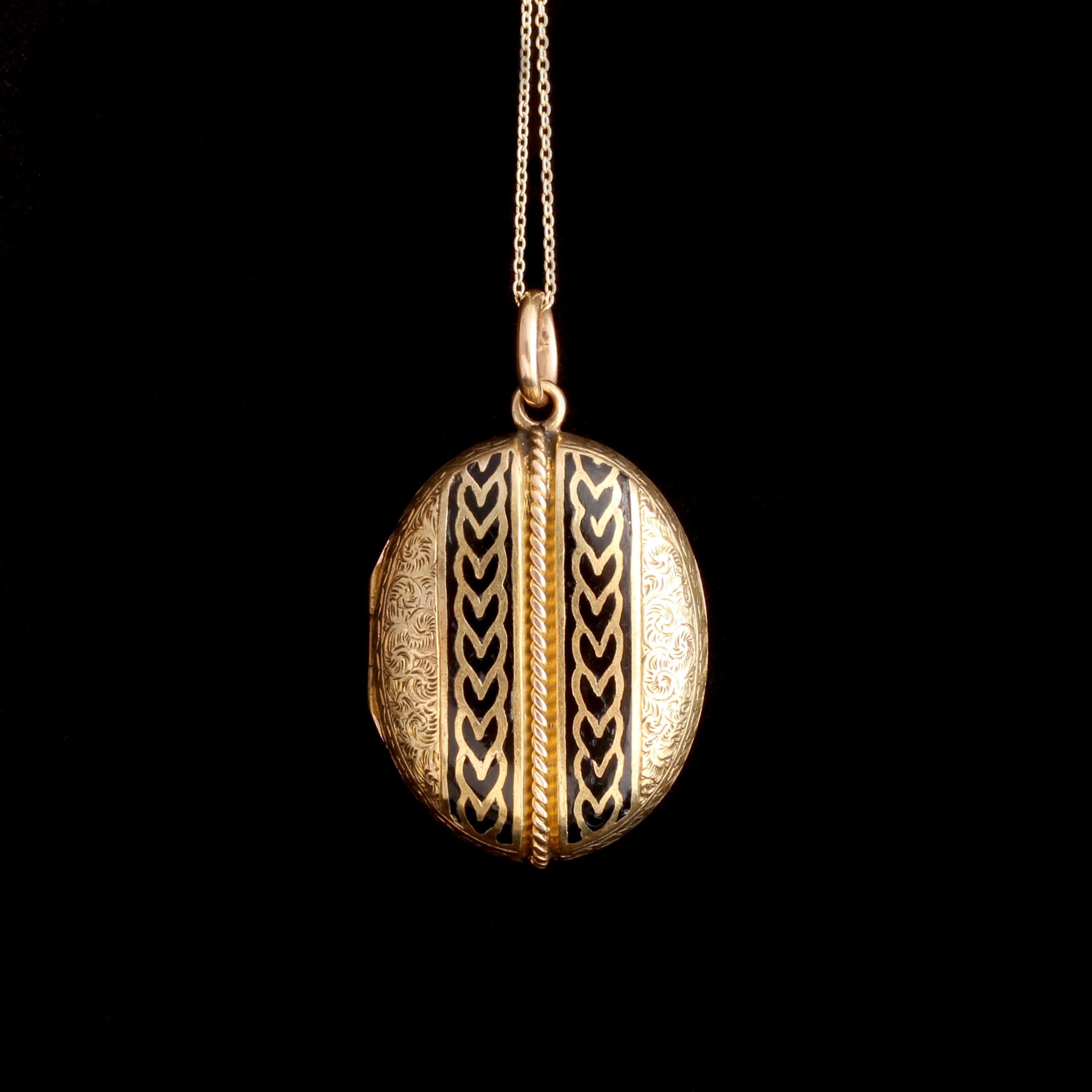 Victorian Enamel Herringbone Locket