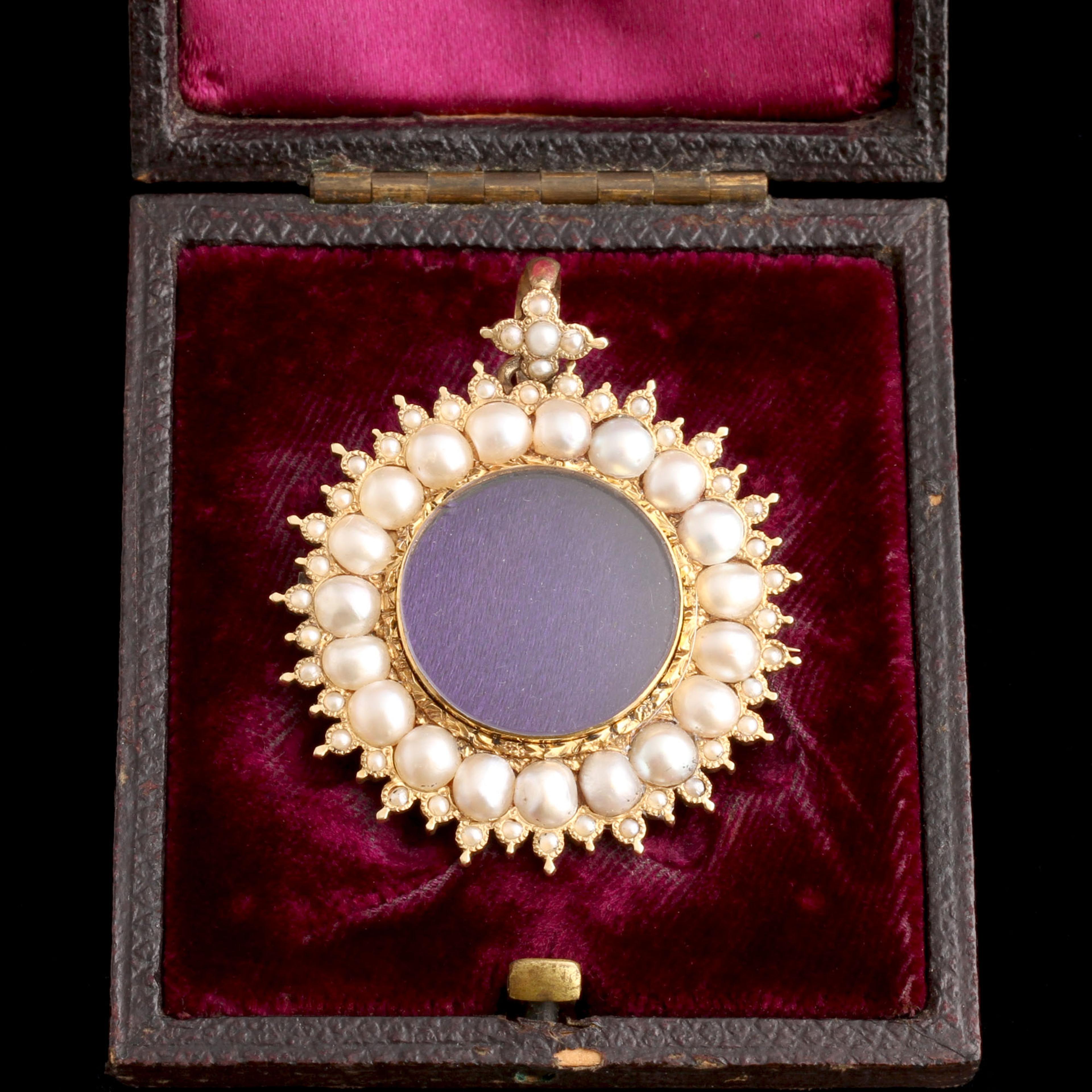 Victorian Pearl Sunburst Locket