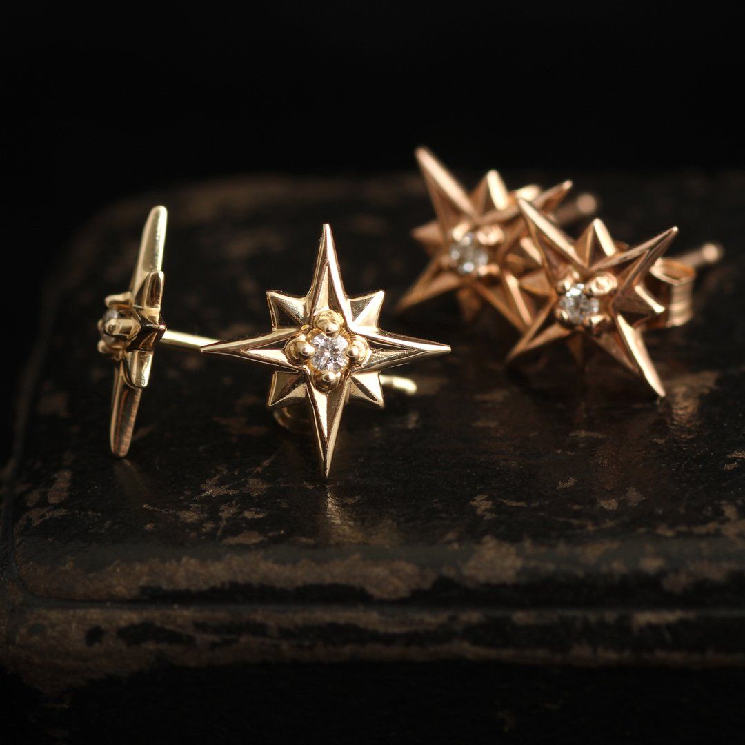 Compass Rose Earrings (14k Rose Gold)