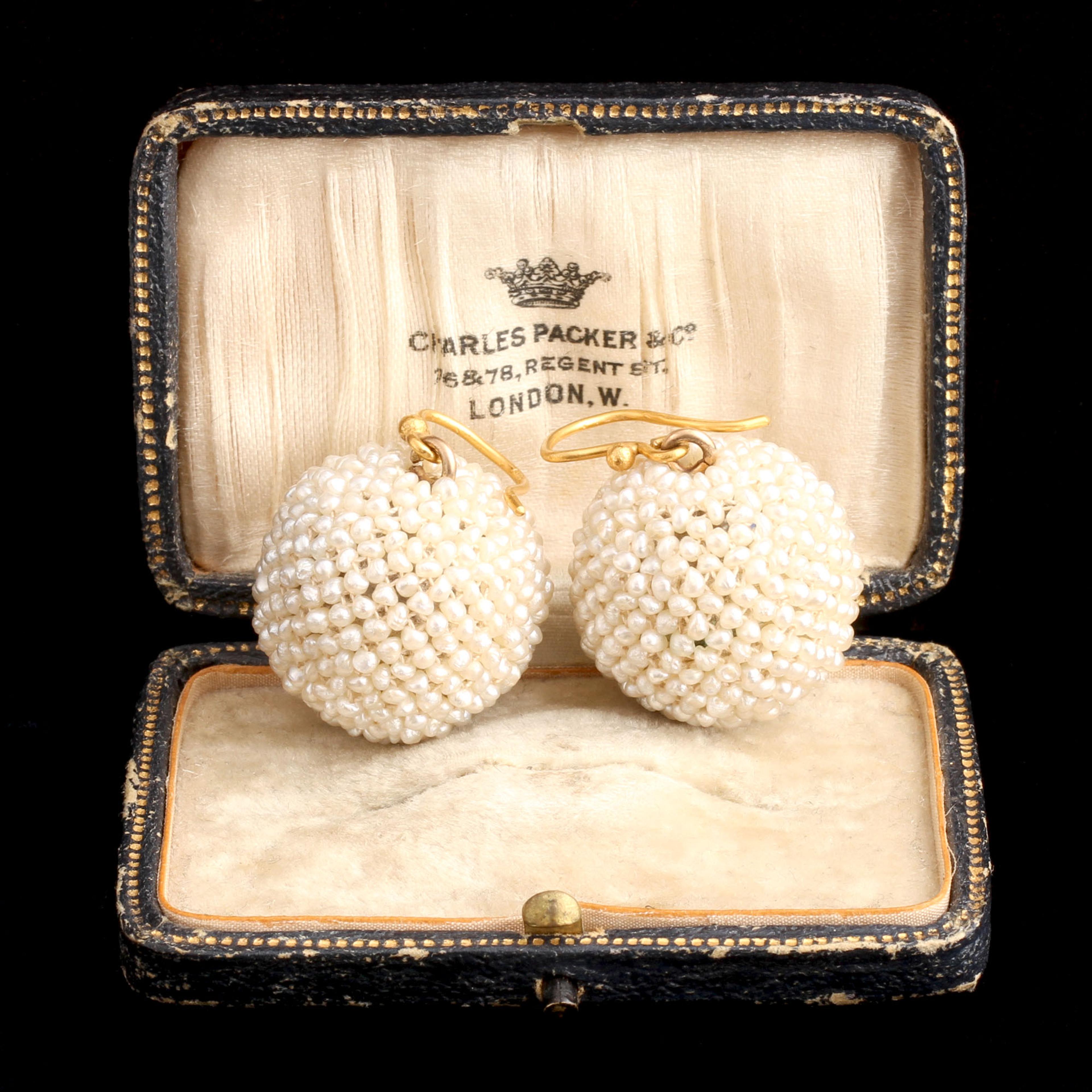 Edwardian Sewn Seed Pearl Orb Earrings